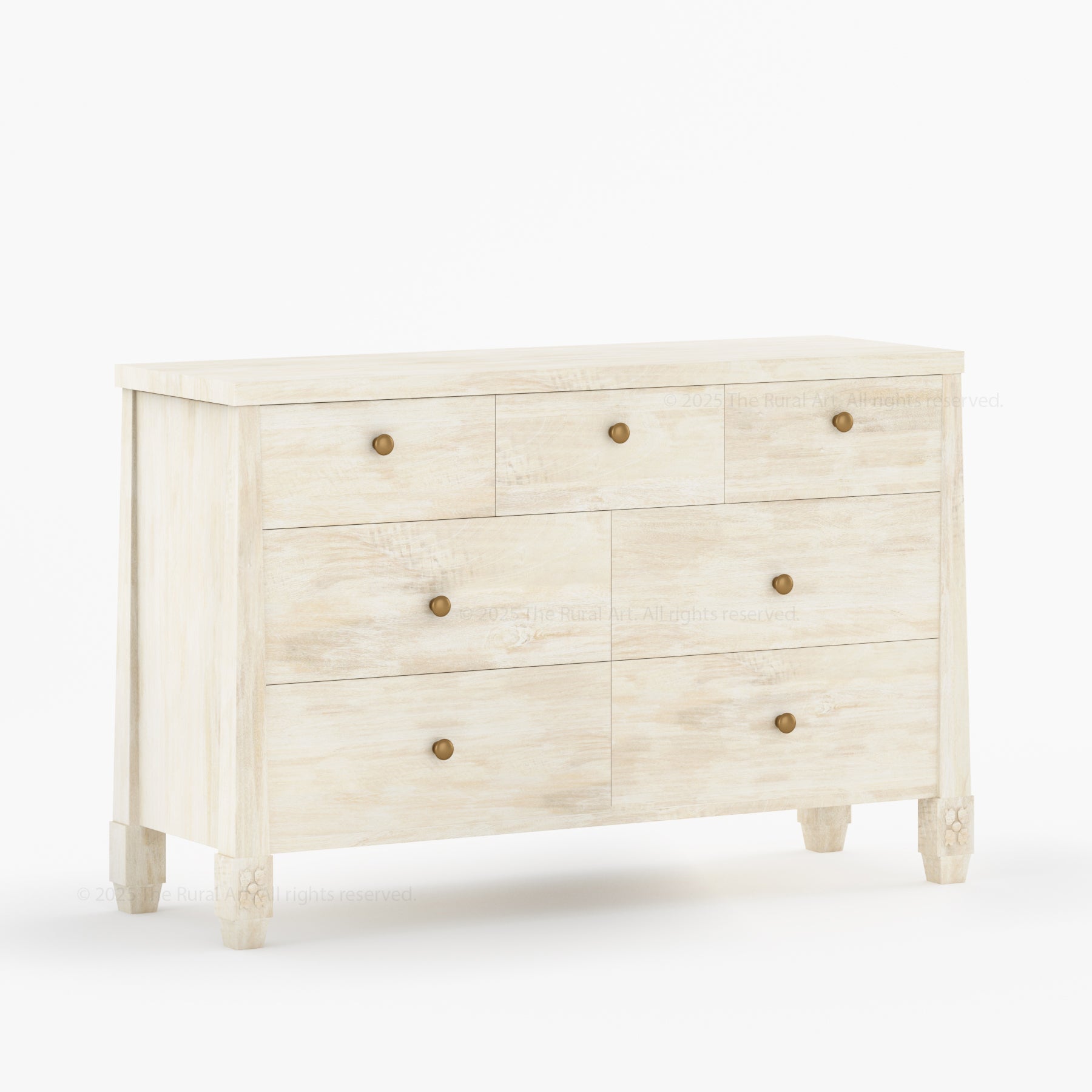 Dothan Solid Wood Dresser with Carved Floral Legs