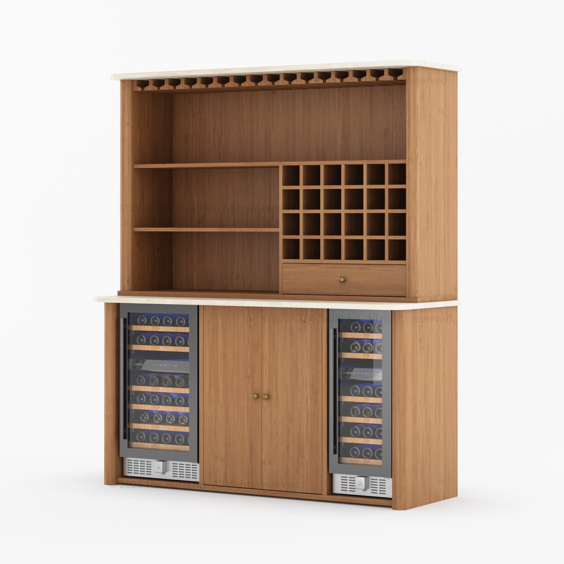 Blytheville Dual Tone Hutch Bar Cabinet Mini Fridge Space