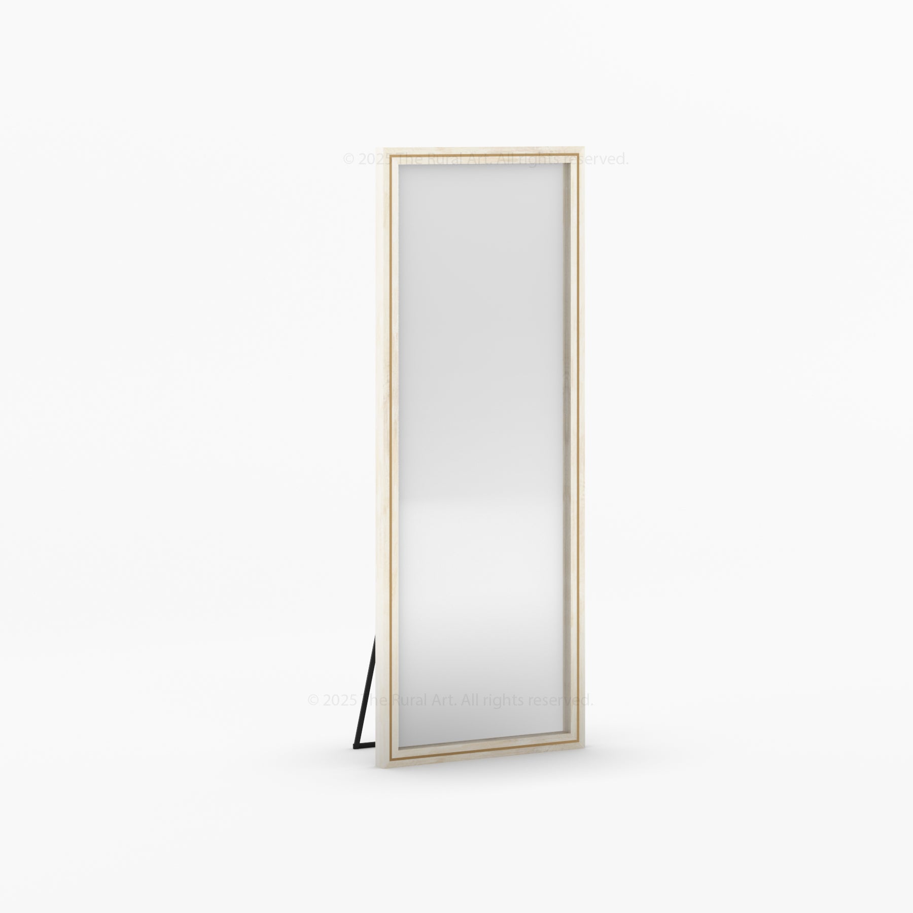 Branson Solid Wood Tall Mirror Frame with Brass Inlay Detailing