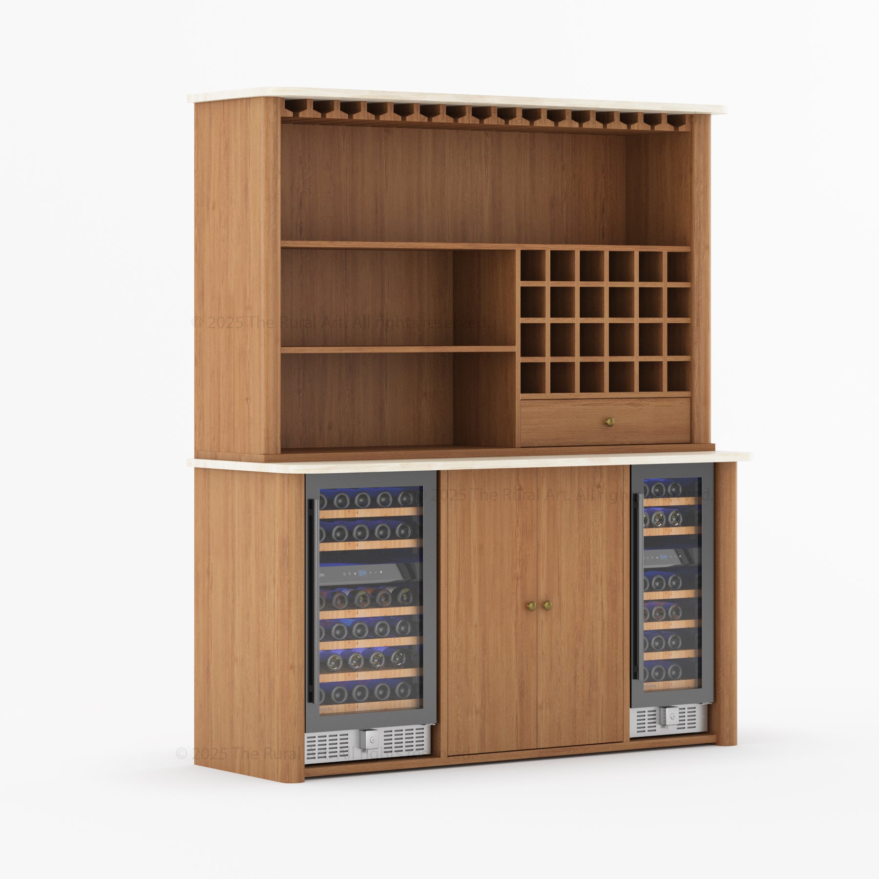 Blytheville Dual Tone Hutch Bar Cabinet Mini Fridge Space