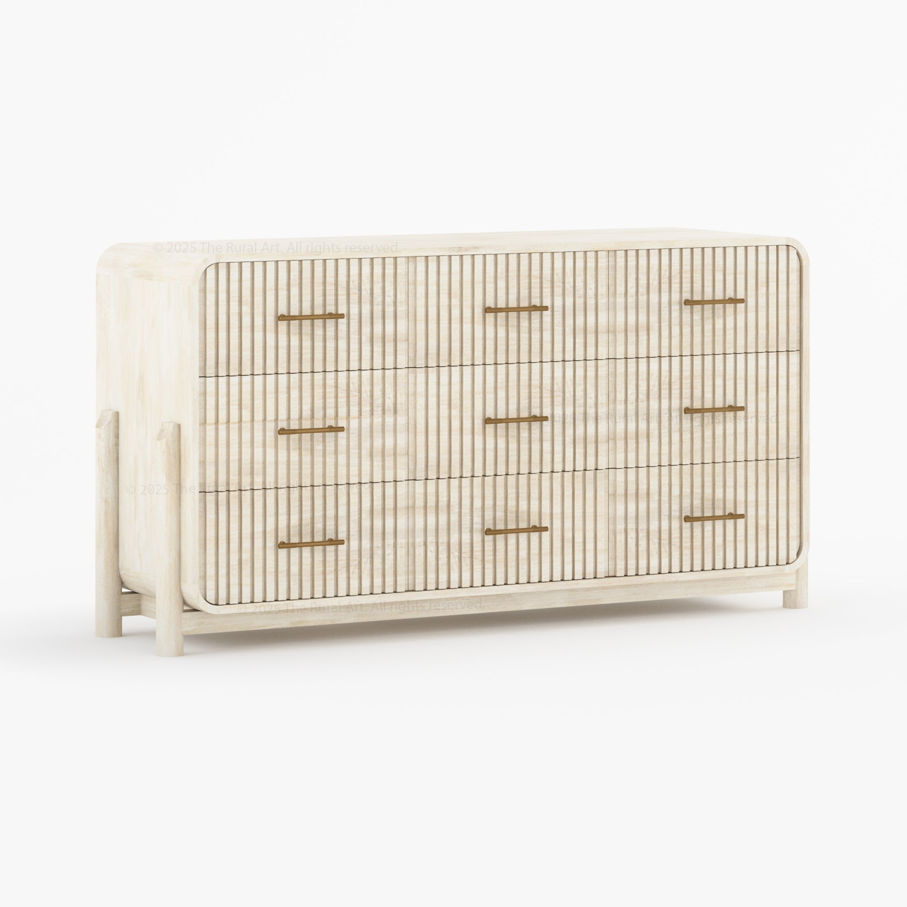 Lewes Fluted Solid Wood 9 Drawer Dresser