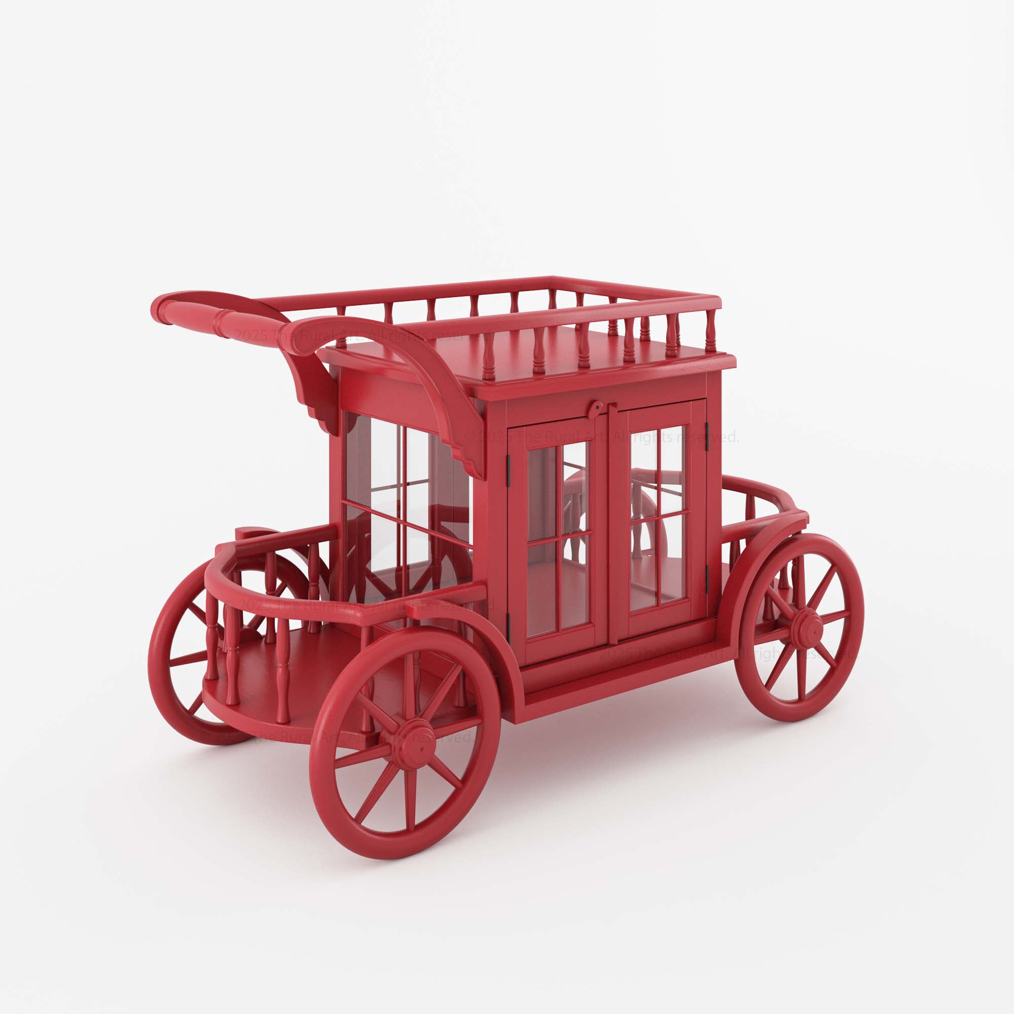 Scarlet Carriage Bar Cart – Premium One-of-a-Kind Serving & Coffee Trolley