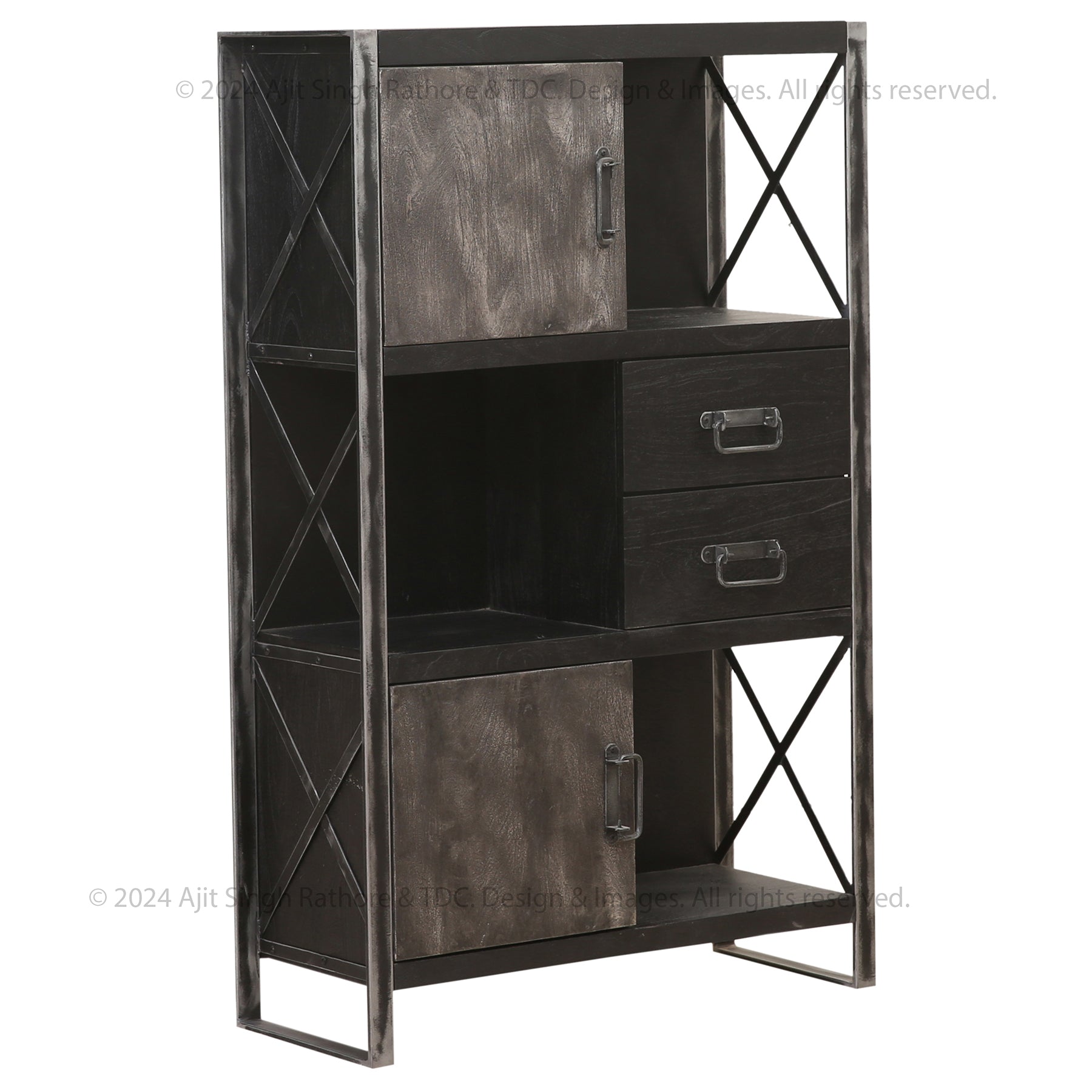 Weehawken Solid Wood Bookcase with Stainless Steel Frame