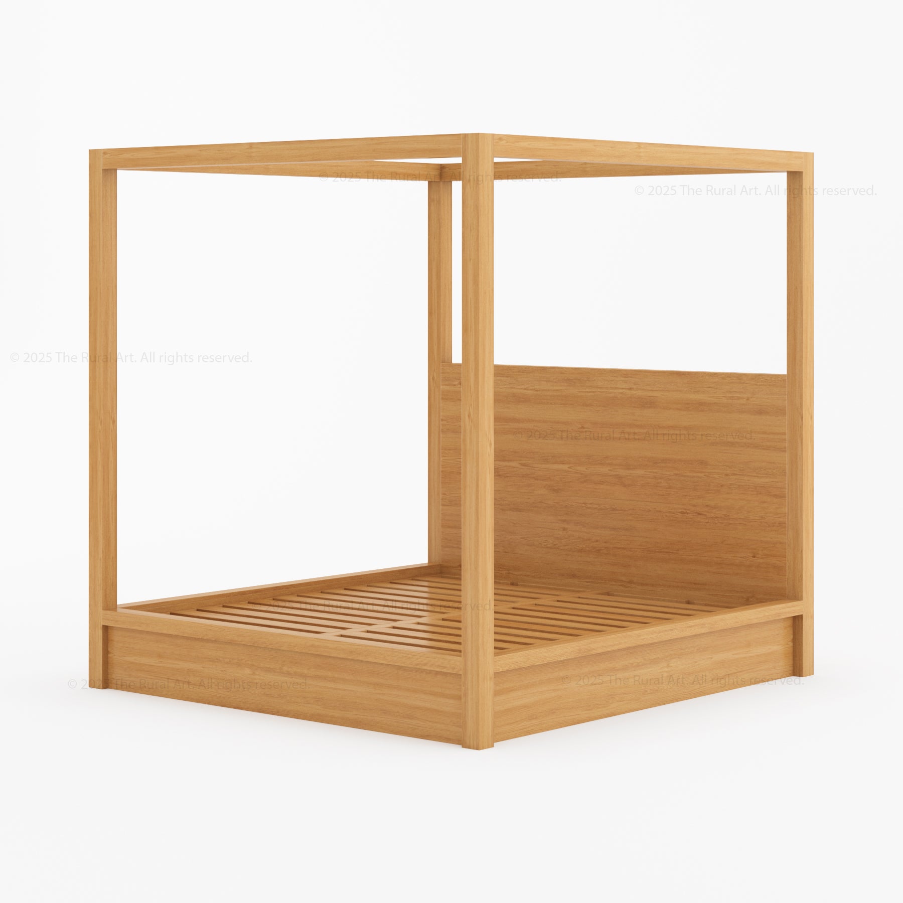 Orlando Solid Wood Canopy Platform Bedroom Set With Dresser, Nightstand, Bedside Bench & Mirror