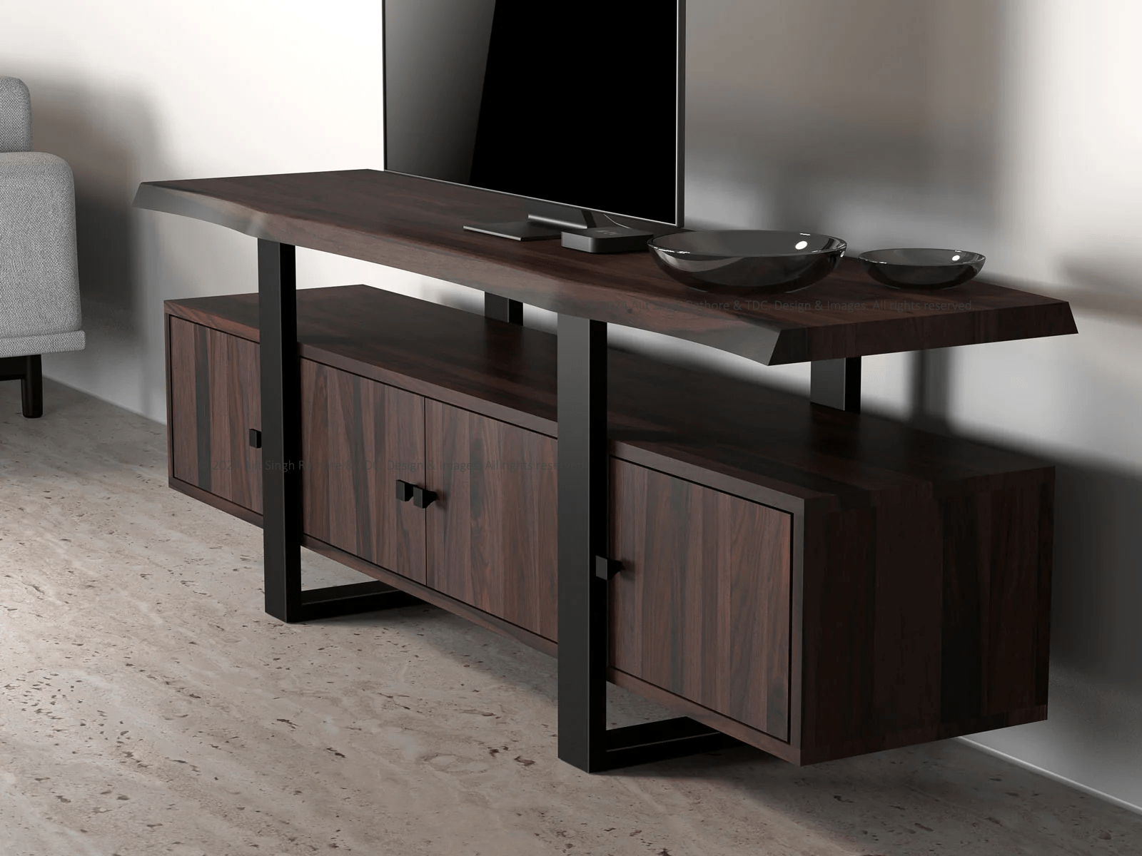 Crossett Live Edge Solid Wood TV Stand & Media Center