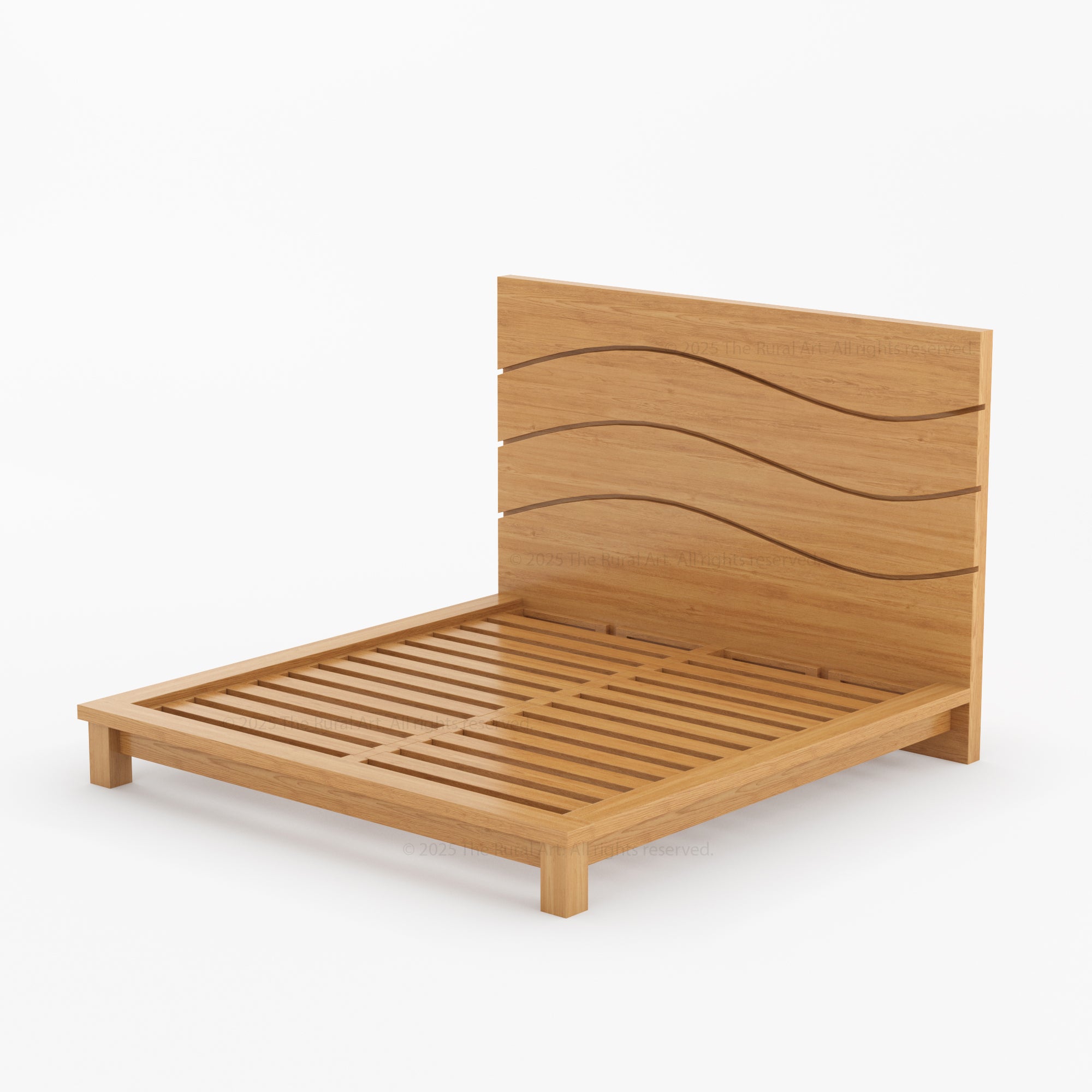 Seabrook Solid Wood Platform Bed with Wave-Carved Headboard