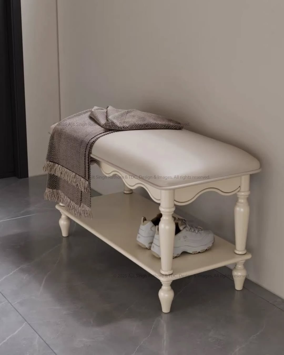 Athena Entryway Two Tier Storage Bench with Seating