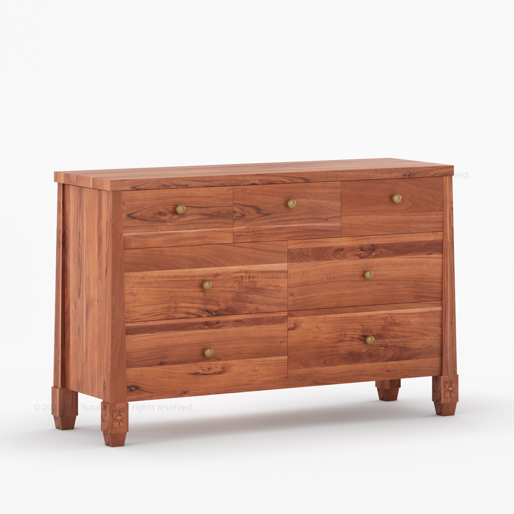 Dothan Solid Wood Dresser with Carved Floral Legs