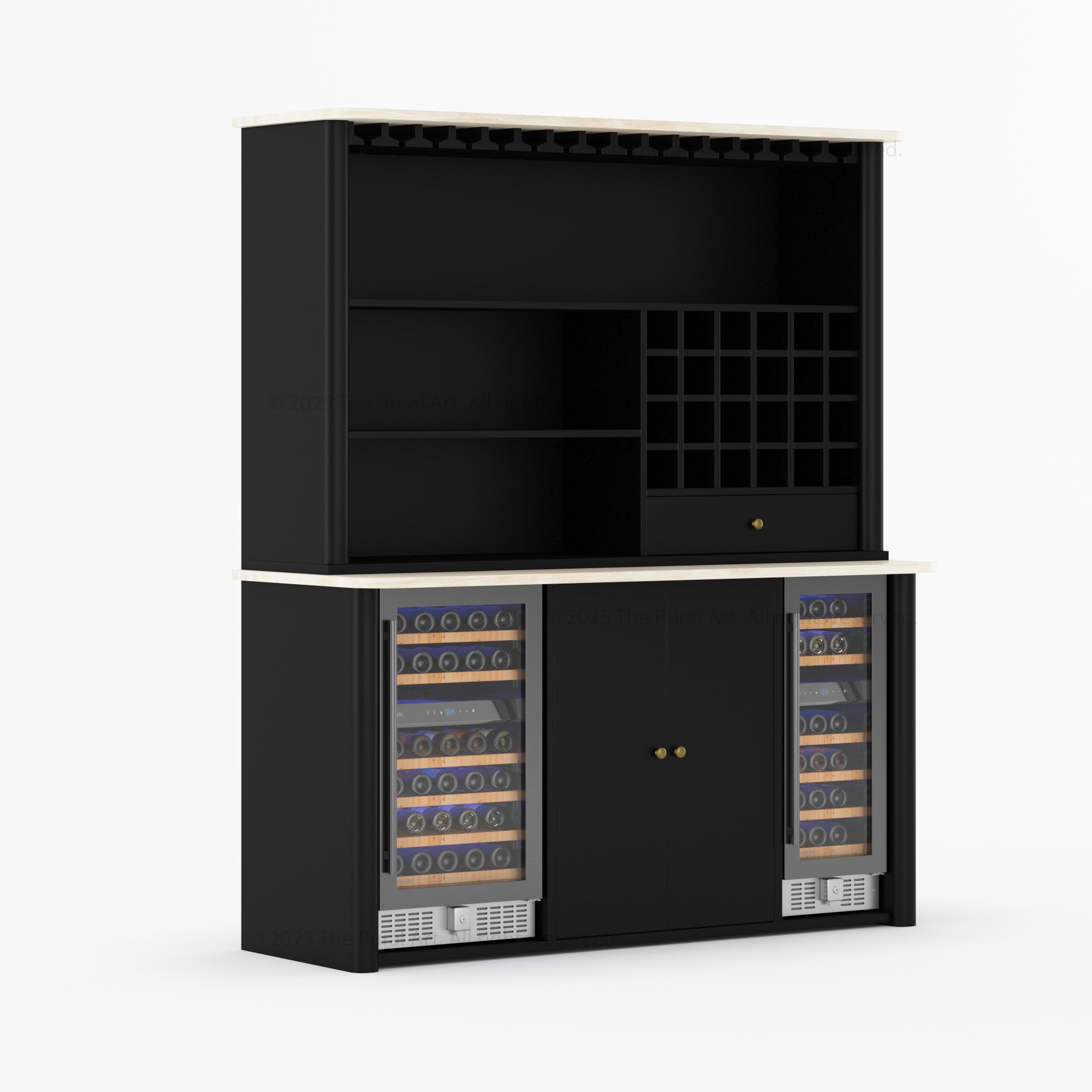 Blytheville Dual Tone Hutch Bar Cabinet Mini Fridge Space