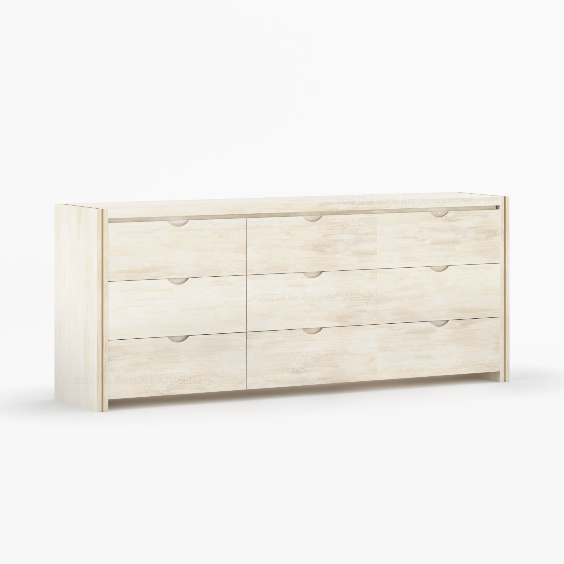 Branson Solid Wood Tall Dresser with Brass Inlay Accents