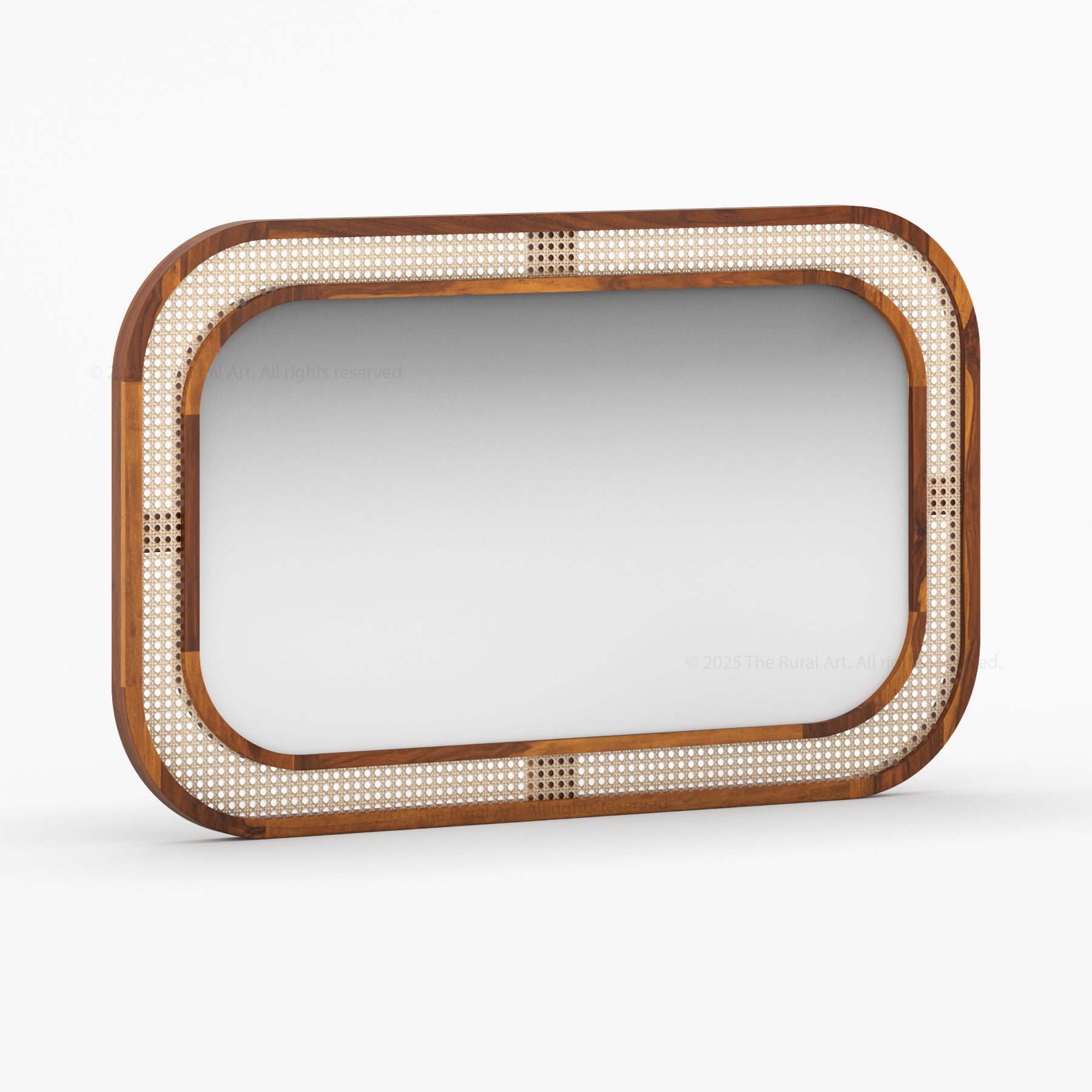 Davis Modern Organic Solid Wood & Cane Mirror Frame
