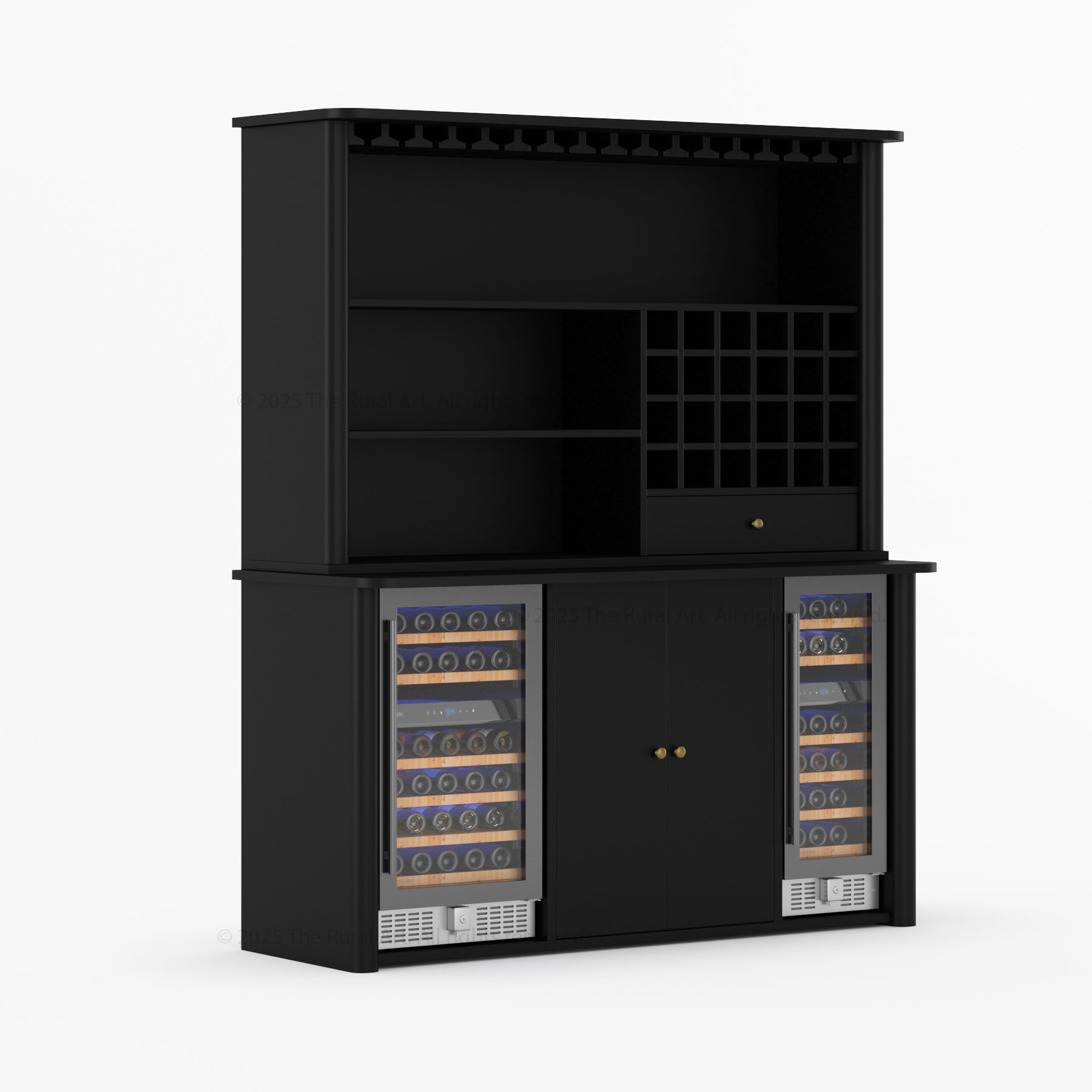 Blytheville Dual Tone Hutch Bar Cabinet Mini Fridge Space