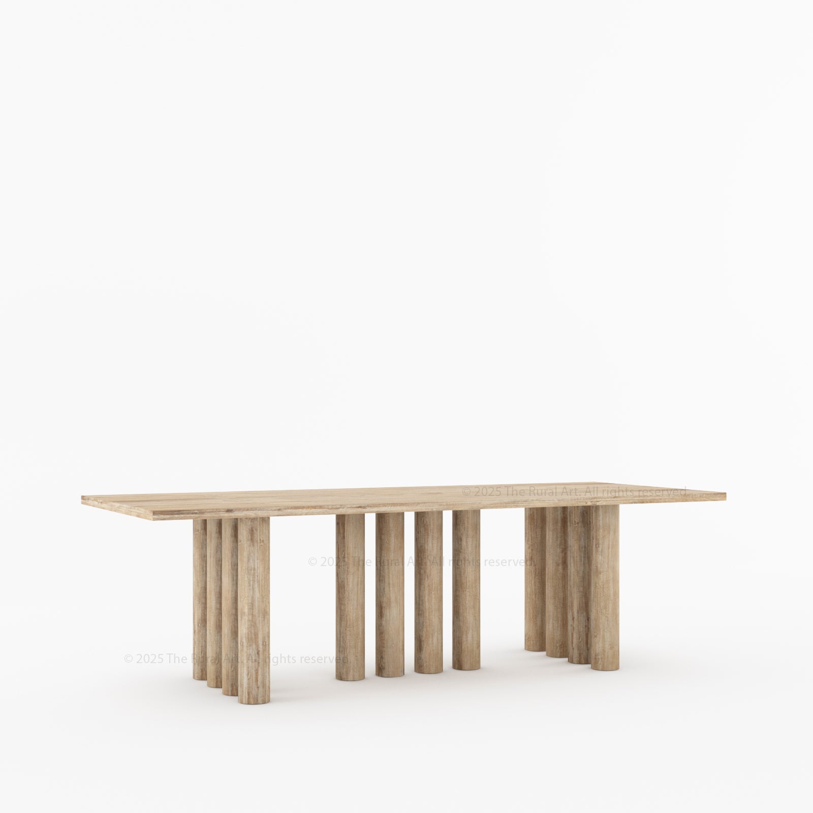 New York Modern Solid Wood Dining Table With Pillar Legs & Inlay Accents
