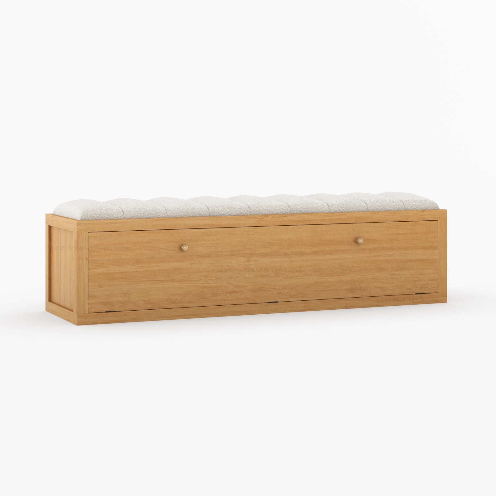 Seward Solid Wood Storage Bench with Boucle Upholstered Seat