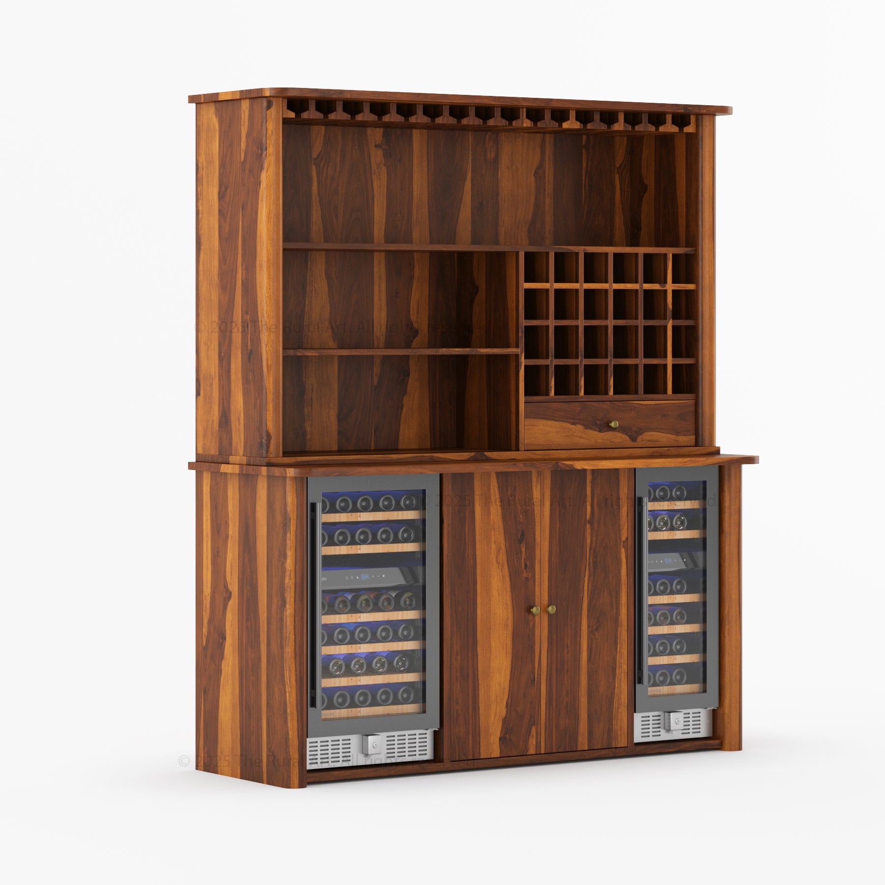 Blytheville Dual Tone Hutch Bar Cabinet Mini Fridge Space