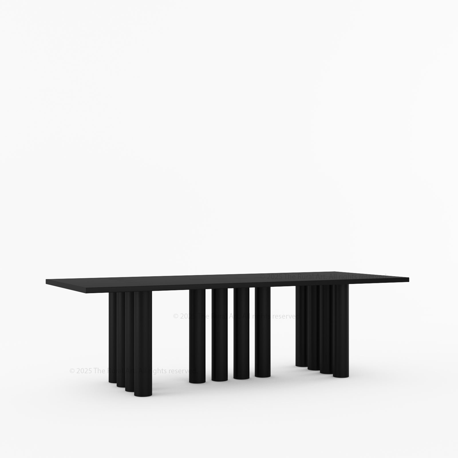 New York Modern Solid Wood Dining Table With Pillar Legs & Inlay Accents