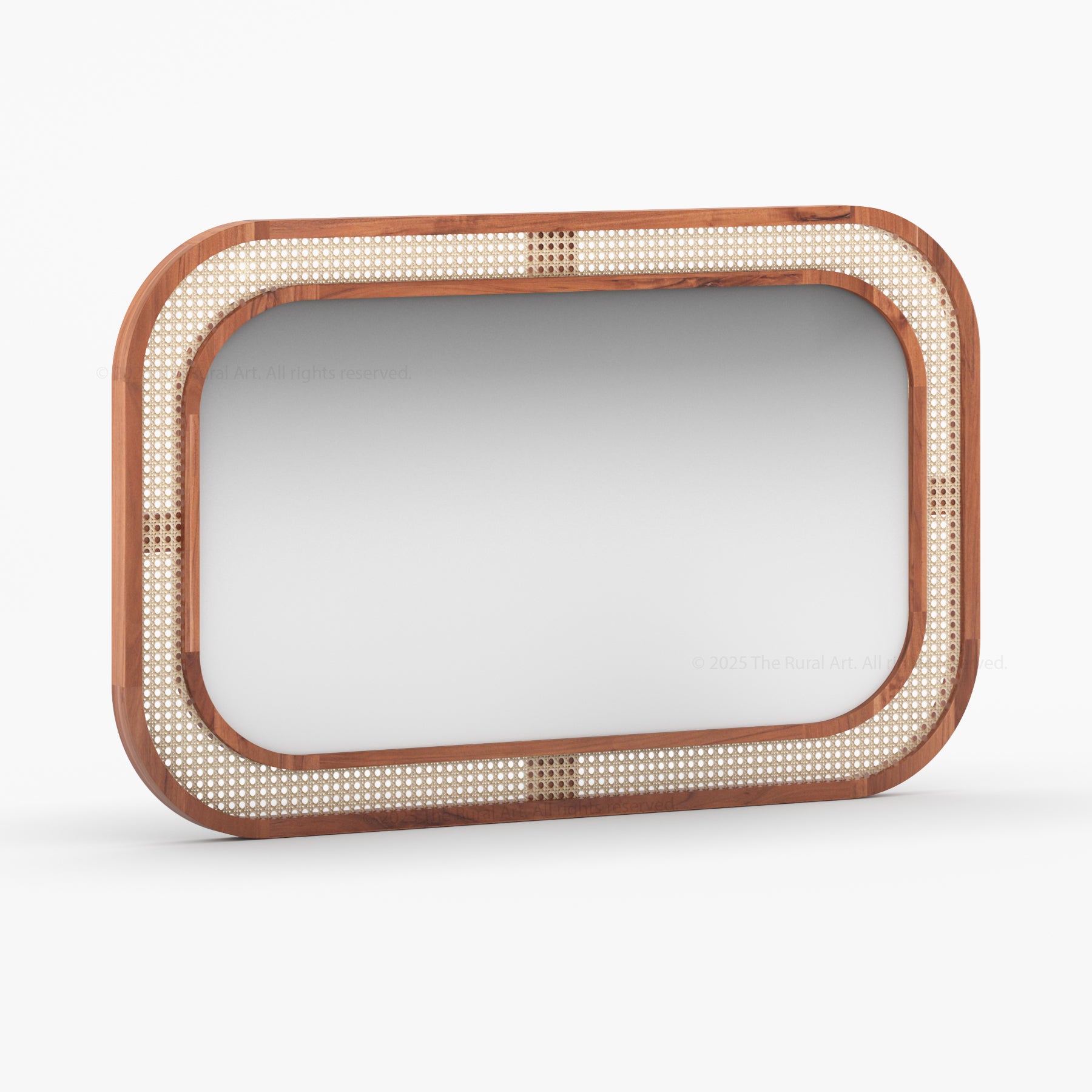 Davis Modern Organic Solid Wood & Cane Mirror Frame