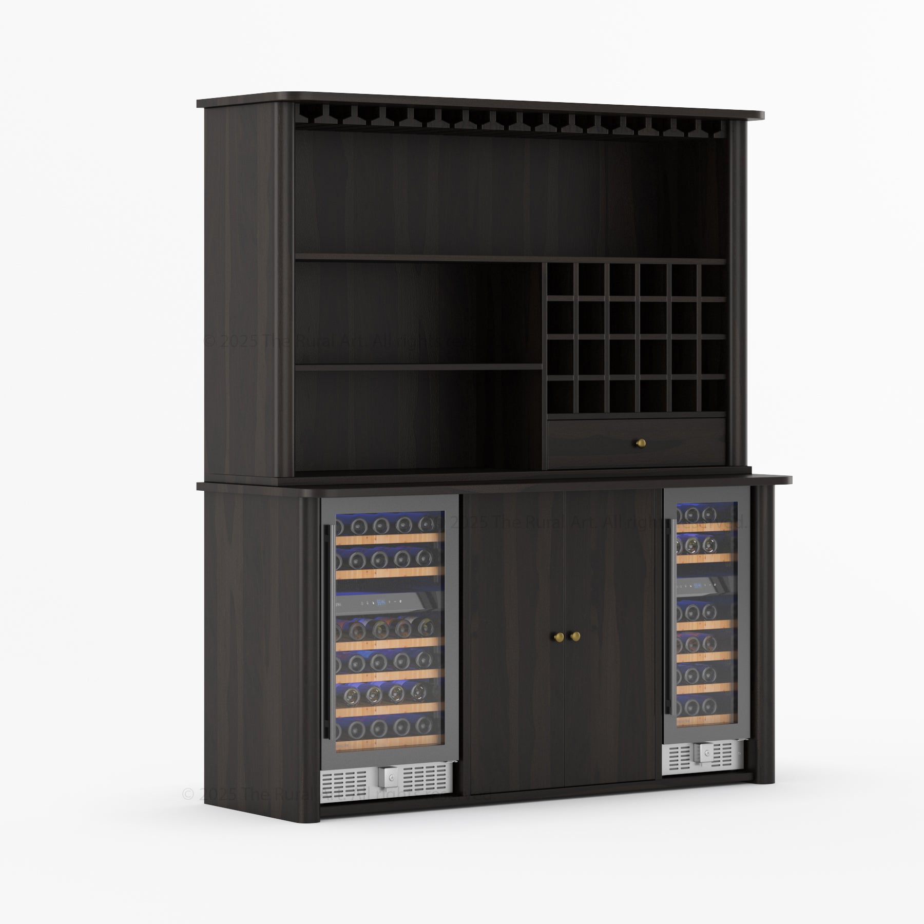 Blytheville Dual Tone Hutch Bar Cabinet Mini Fridge Space