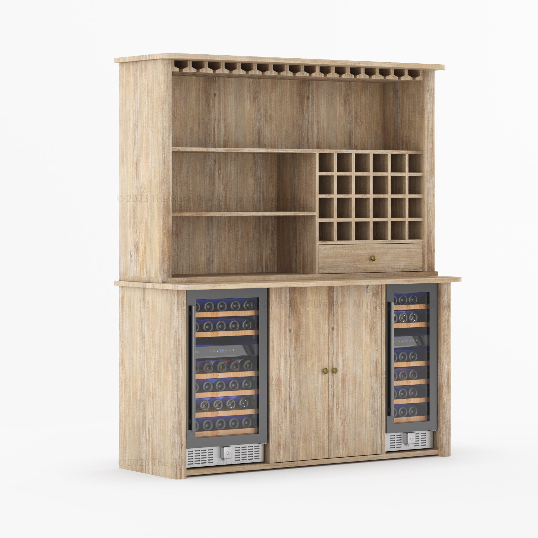 Blytheville Dual Tone Hutch Bar Cabinet Mini Fridge Space