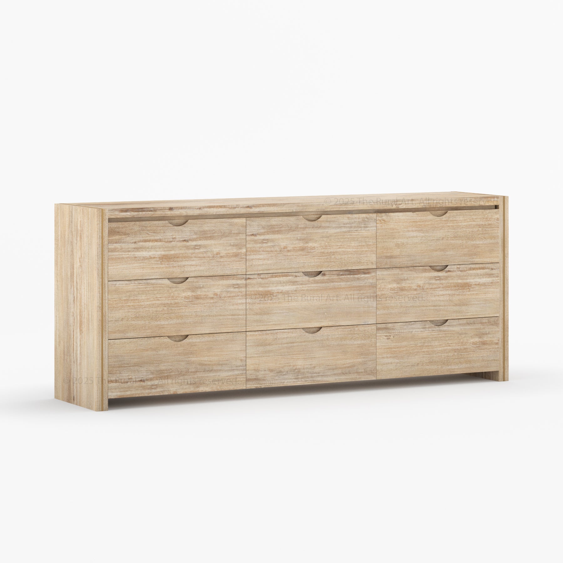 Branson Solid Wood Tall Dresser with Brass Inlay Accents