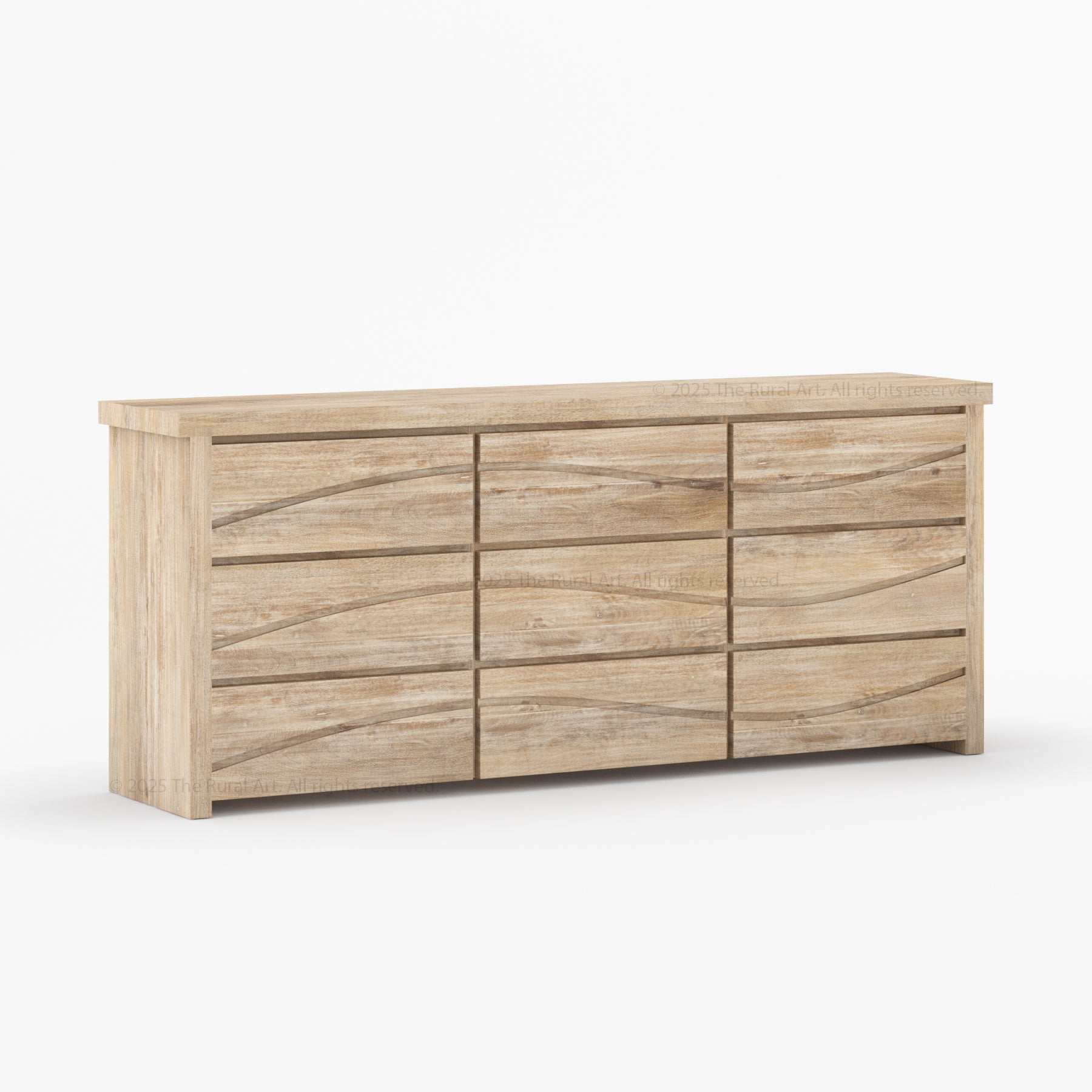 Seabrook Real Wood Drawer Dresser with Wave-Carved Fronts