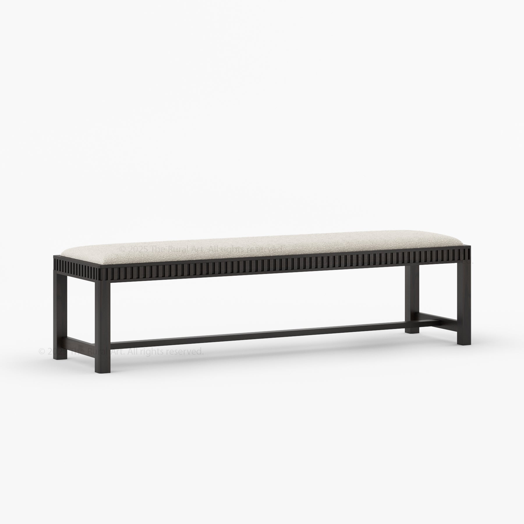 Lewes Fluted Wood Bench | Upholstered Bedroom Bench in Solid Wood Frame