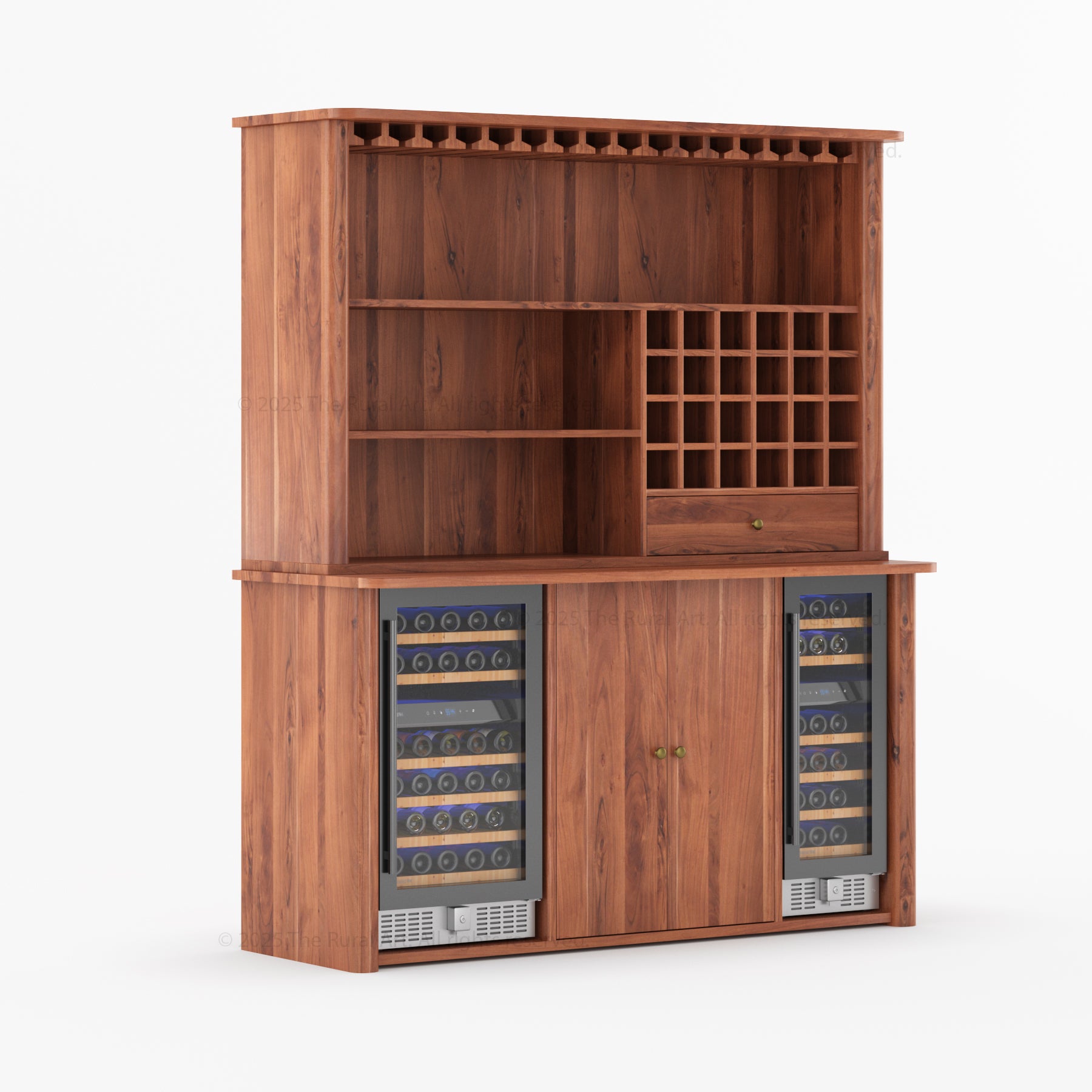 Blytheville Dual Tone Hutch Bar Cabinet Mini Fridge Space