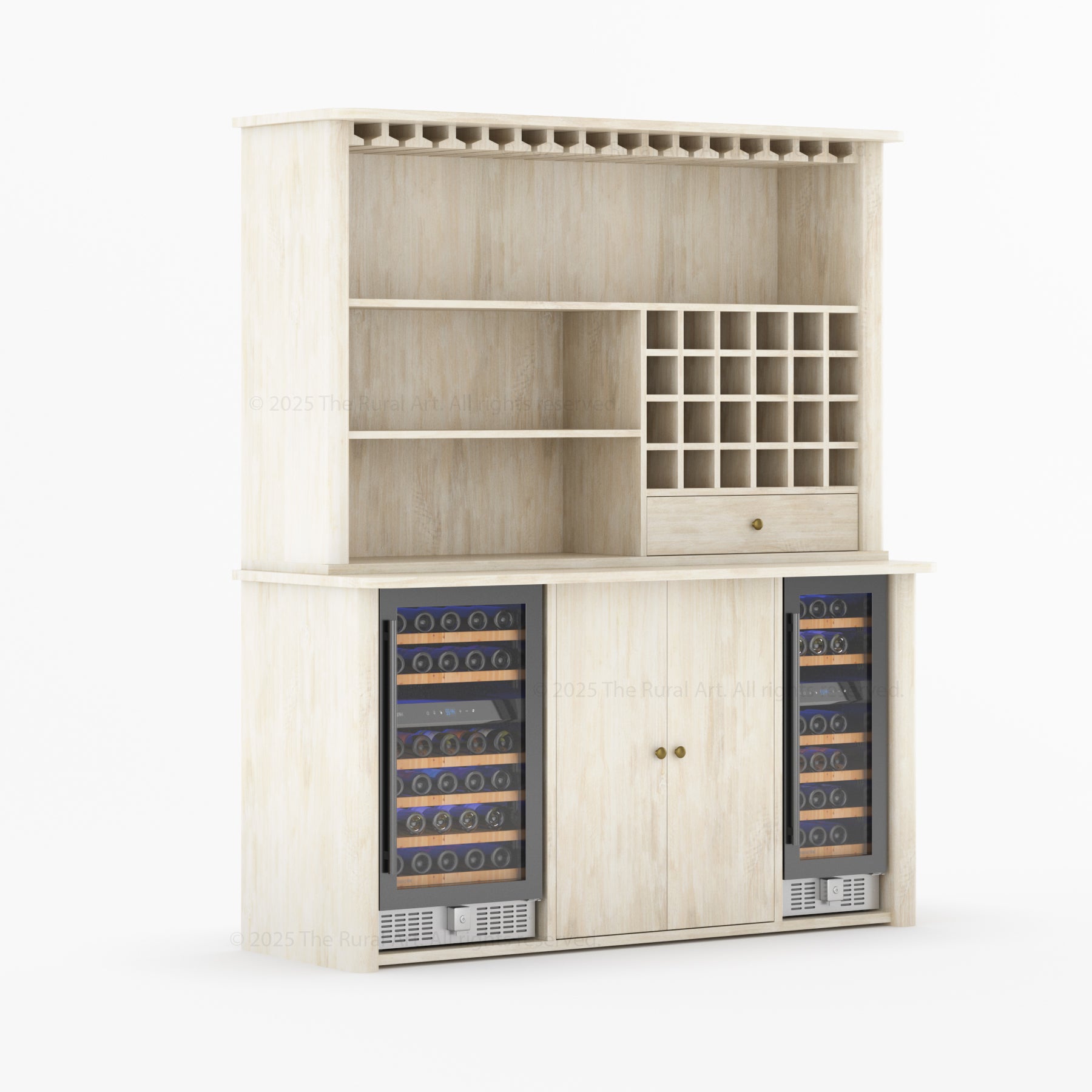 Blytheville Dual Tone Hutch Bar Cabinet Mini Fridge Space