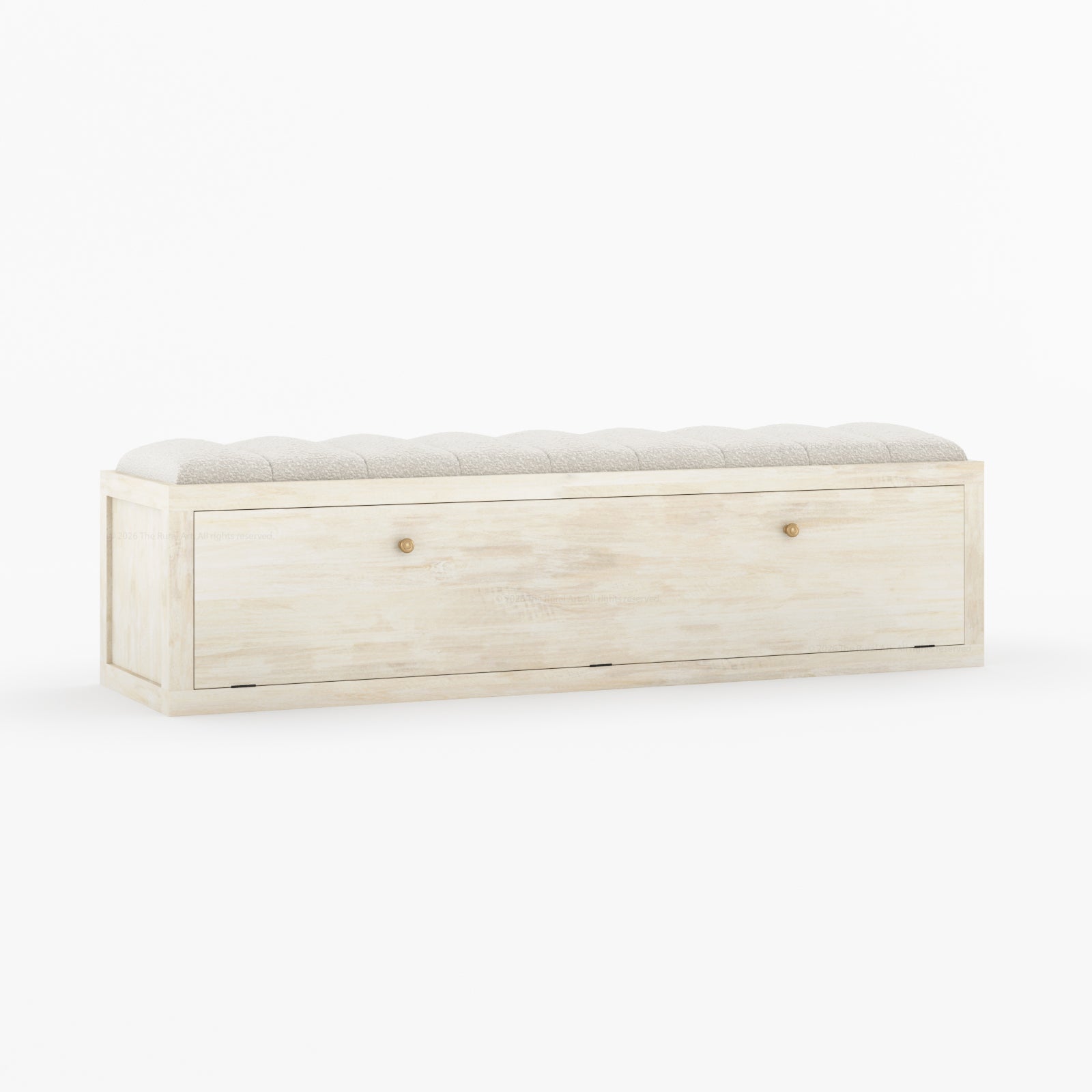 Seward Solid Wood Storage Bench with Boucle Upholstered Seat