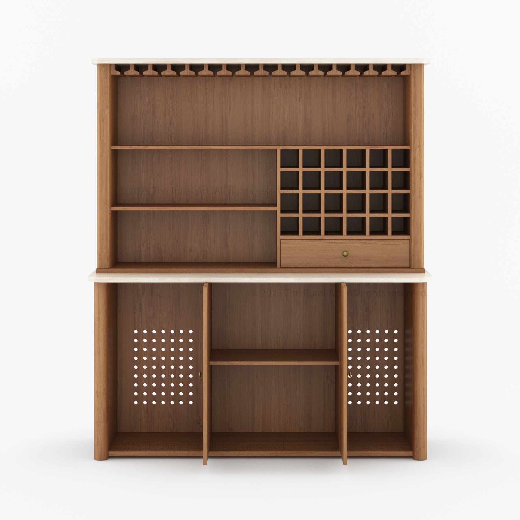 Blytheville Dual Tone Hutch Bar Cabinet Mini Fridge Space