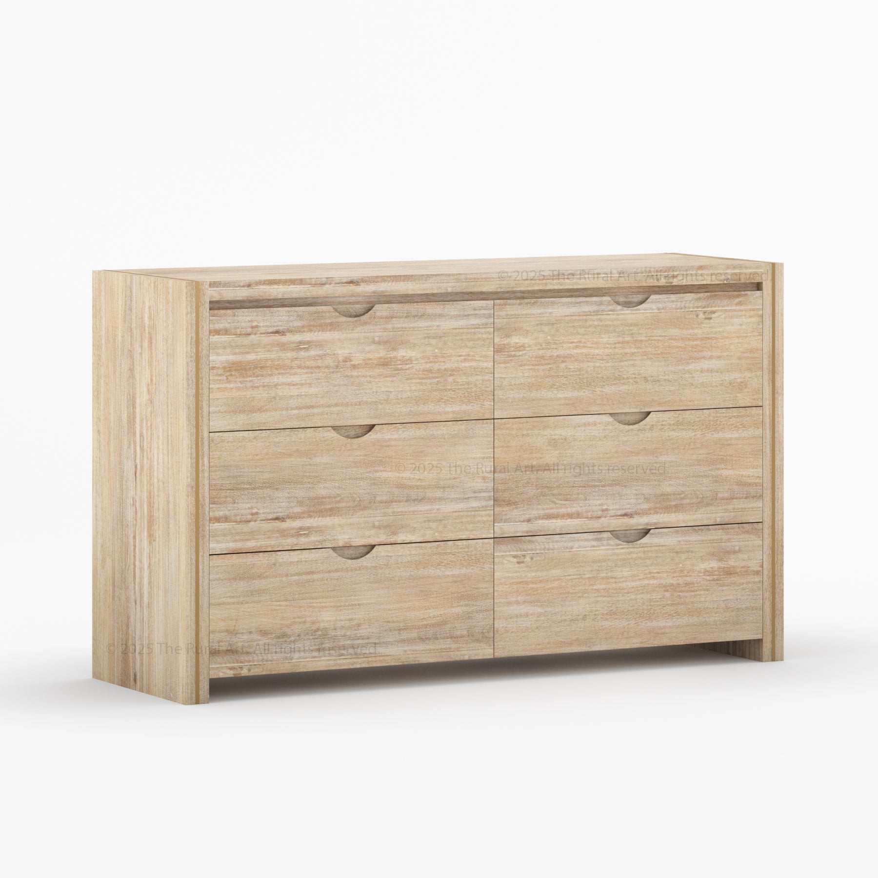 Branson Solid Wood Tall Dresser with Brass Inlay Accents