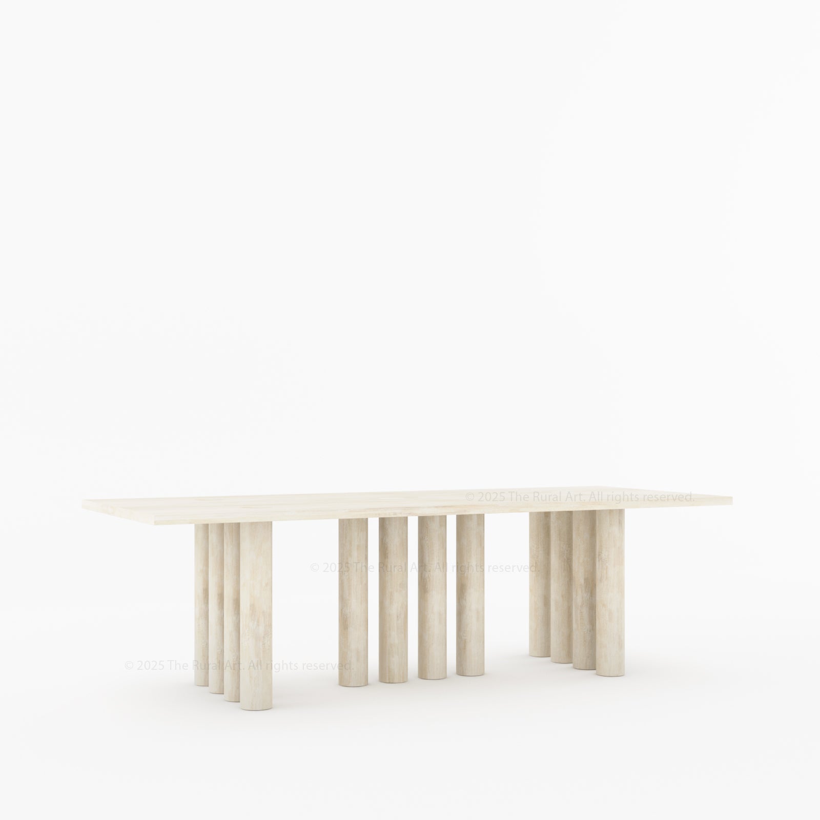 New York Modern Solid Wood Dining Table With Pillar Legs & Inlay Accents