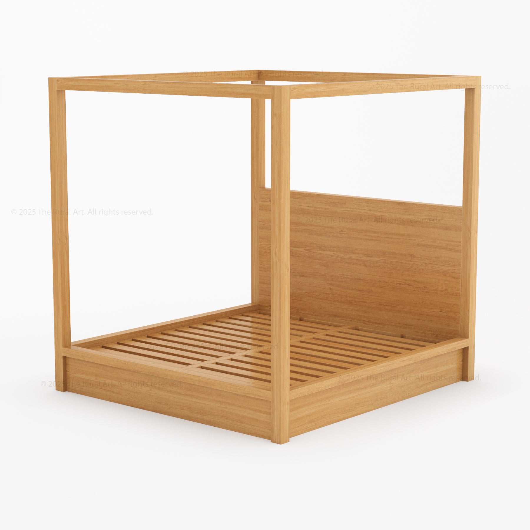 Orlando Solid Wood Canopy Platform Bedroom Set With Dresser, Nightstand, Bedside Bench & Mirror