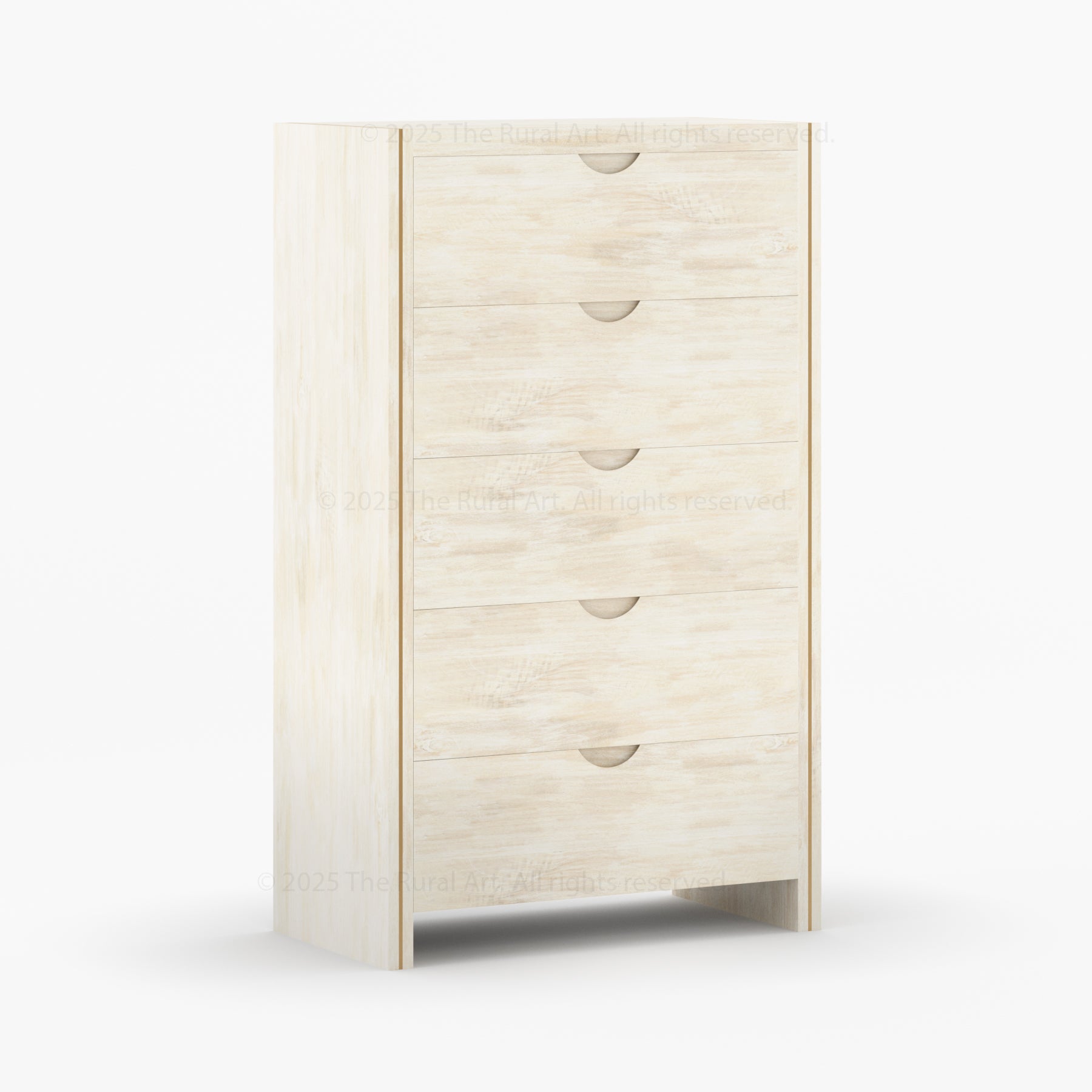 Branson Solid Wood Tall Dresser with Brass Inlay Accents