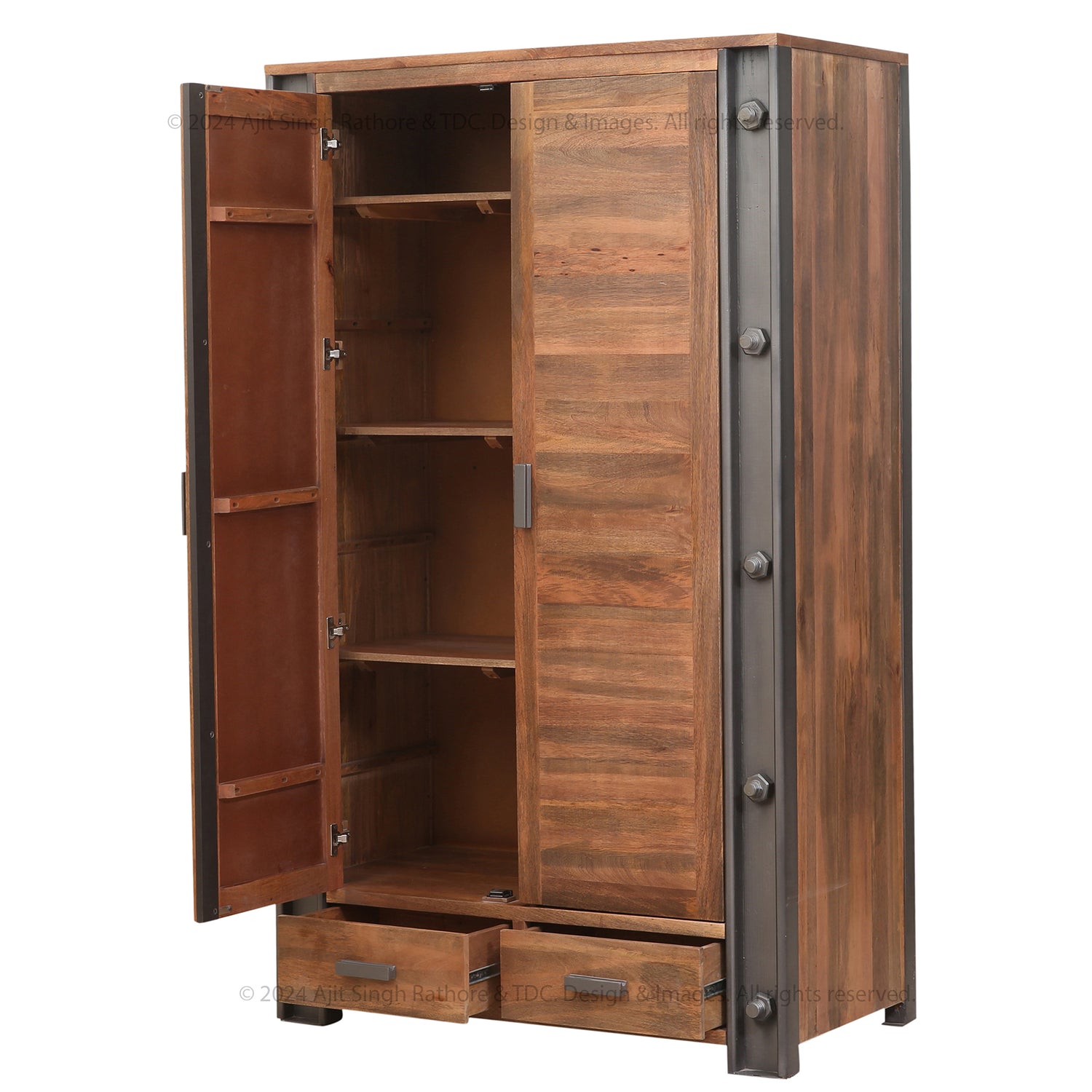 Montclair Industrial Rustic Solid Wood Armoire Wardrobe