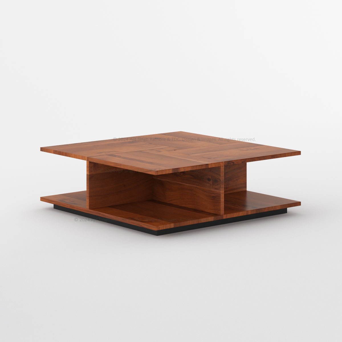 Prescott Solid Wood Living Room Set with 2 Tier Coffee Table