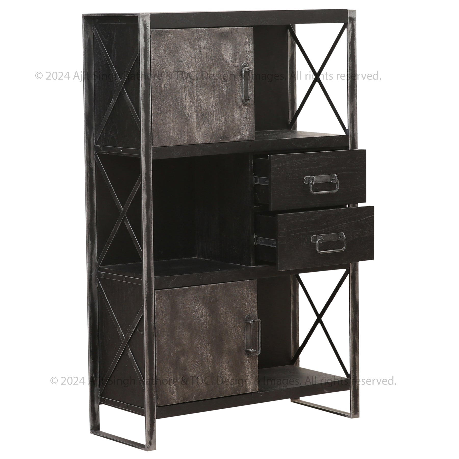 Weehawken Solid Wood Bookcase with Stainless Steel Frame