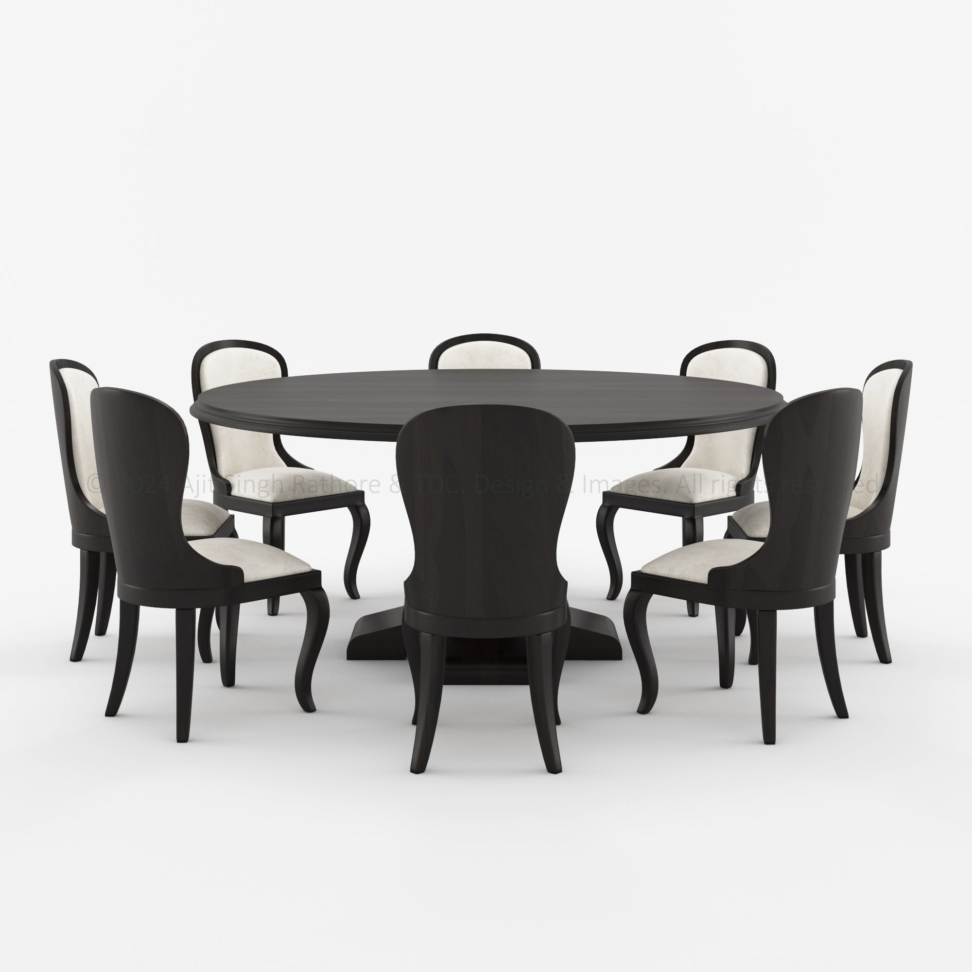 High Sierra Rustic Solid Wood 4, 6, 8, 10 Seater Black Round Dining Set