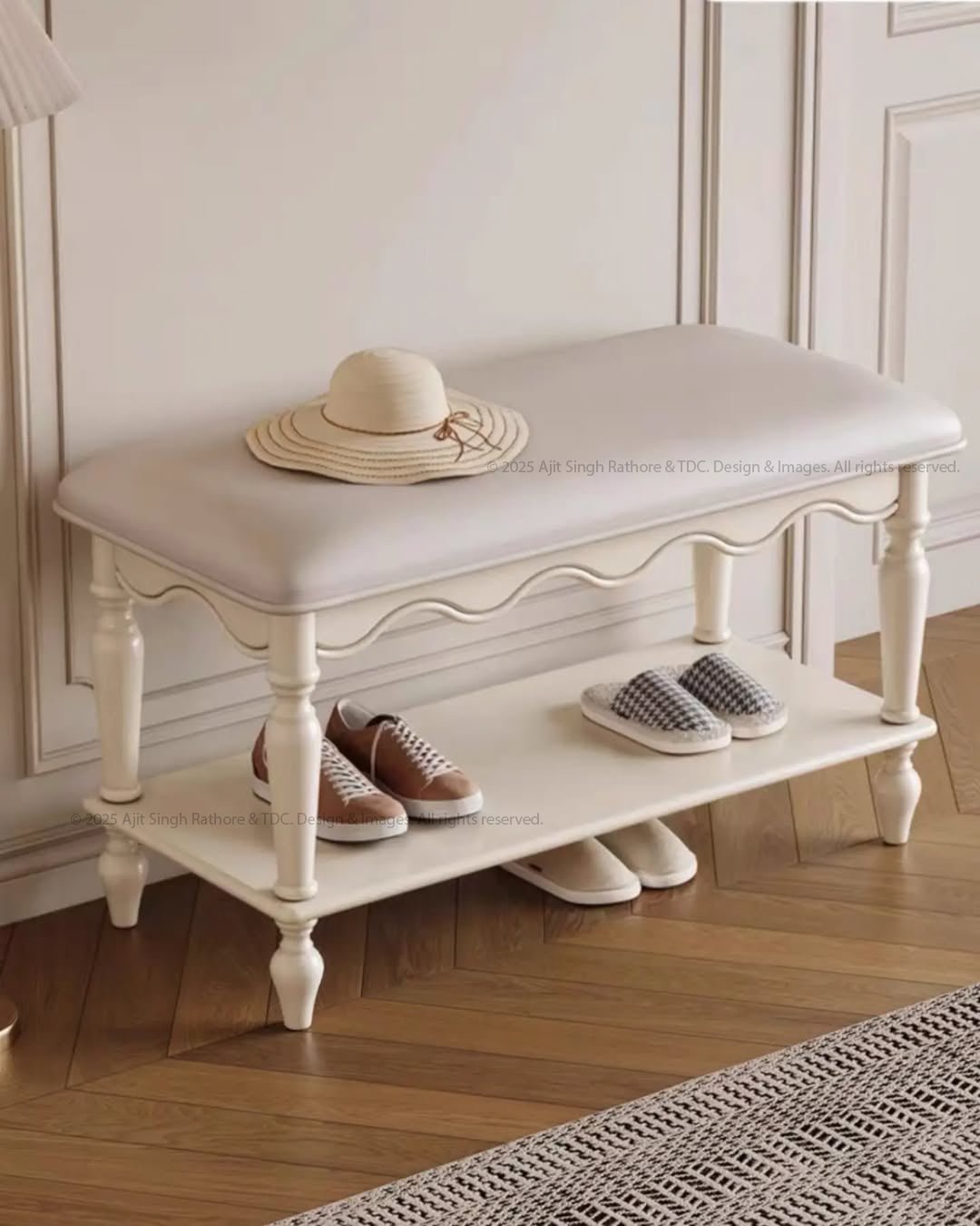 Athena Entryway Two Tier Storage Bench with Seating