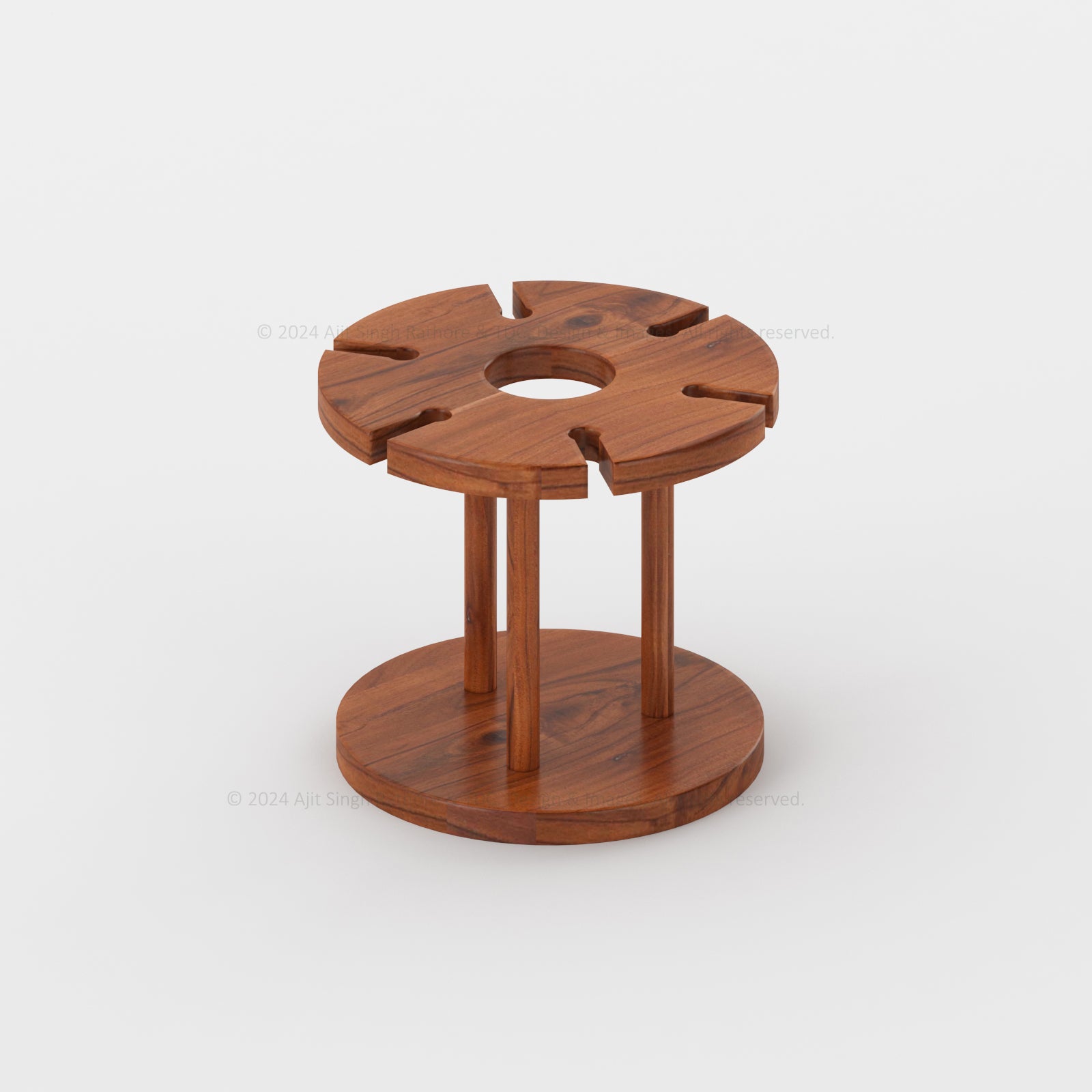 Round Revelry Wine Bottle Holder With 6 Glasses