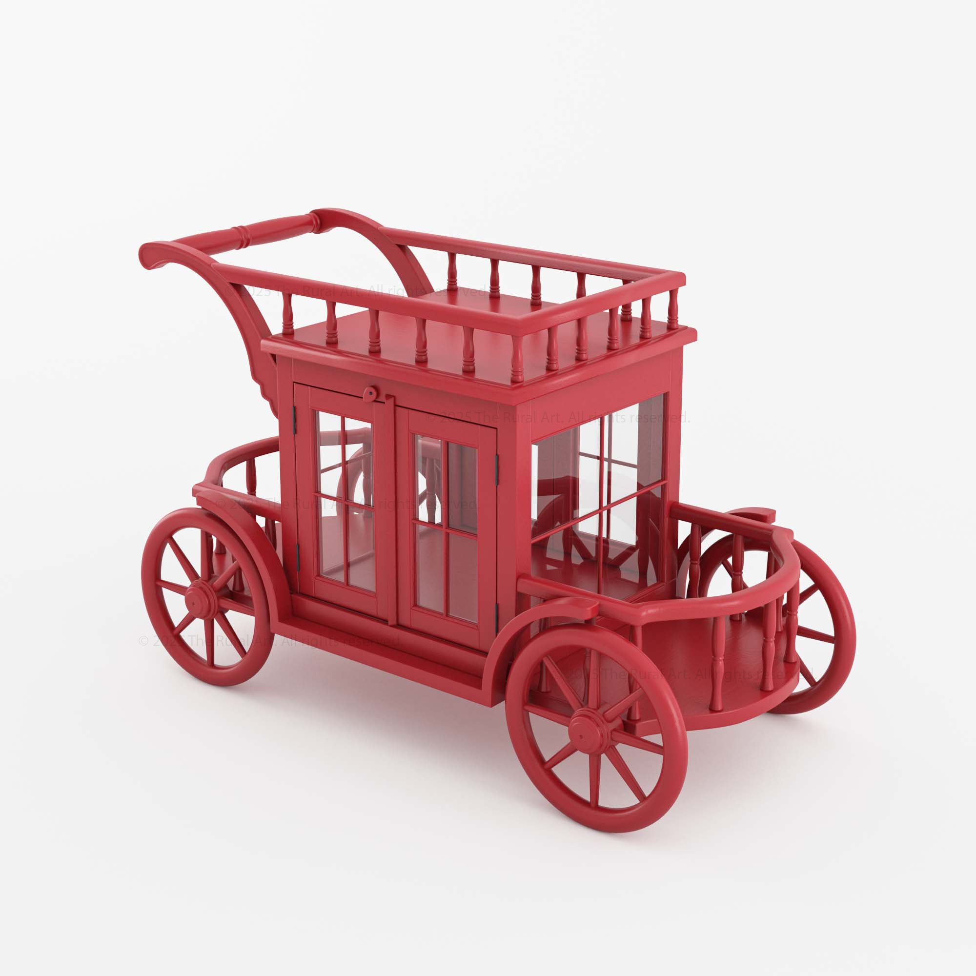 Scarlet Carriage Bar Cart – Premium One-of-a-Kind Serving & Coffee Trolley