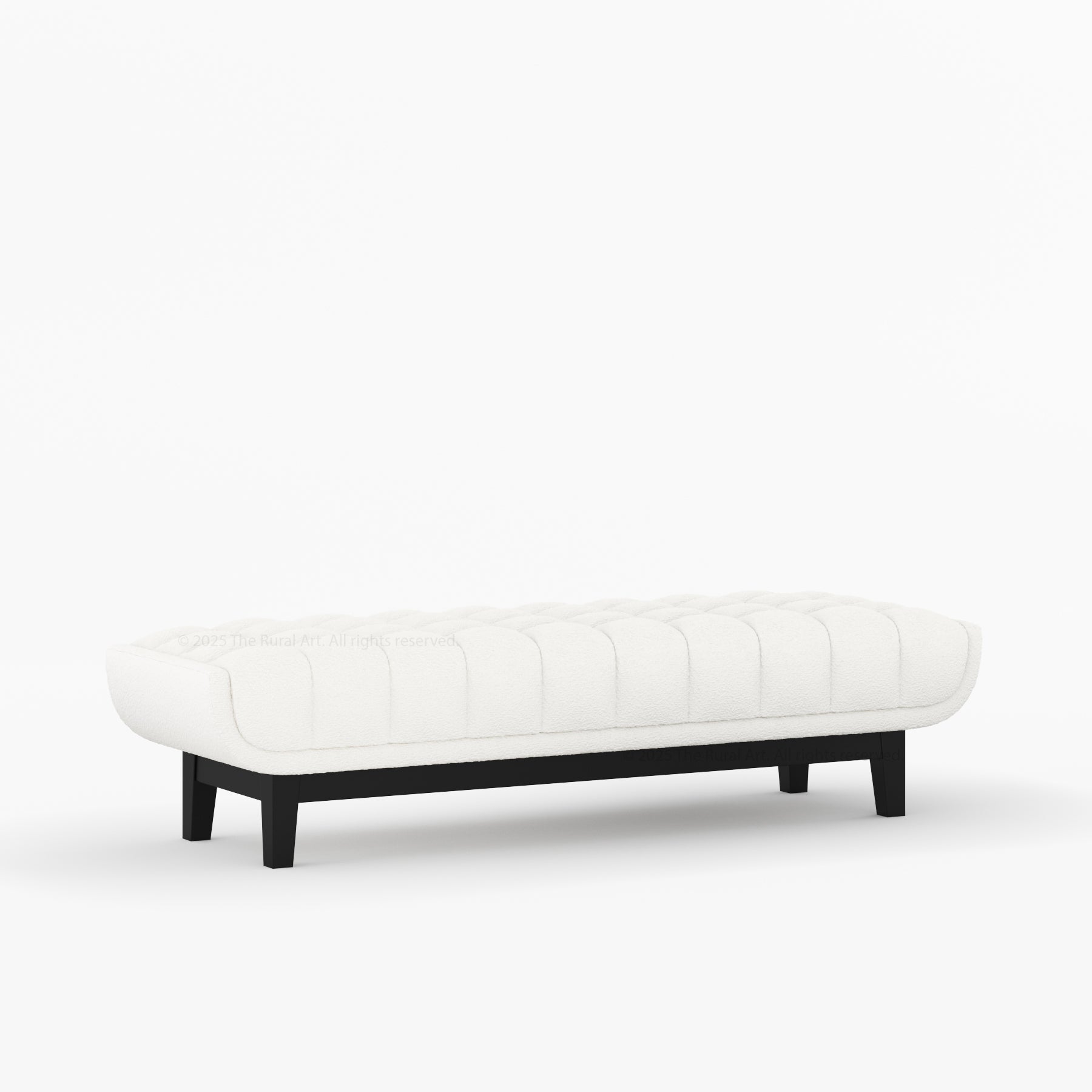Livingston Solid Wood Bench with Channel-Tufted Bouclé Upholstery