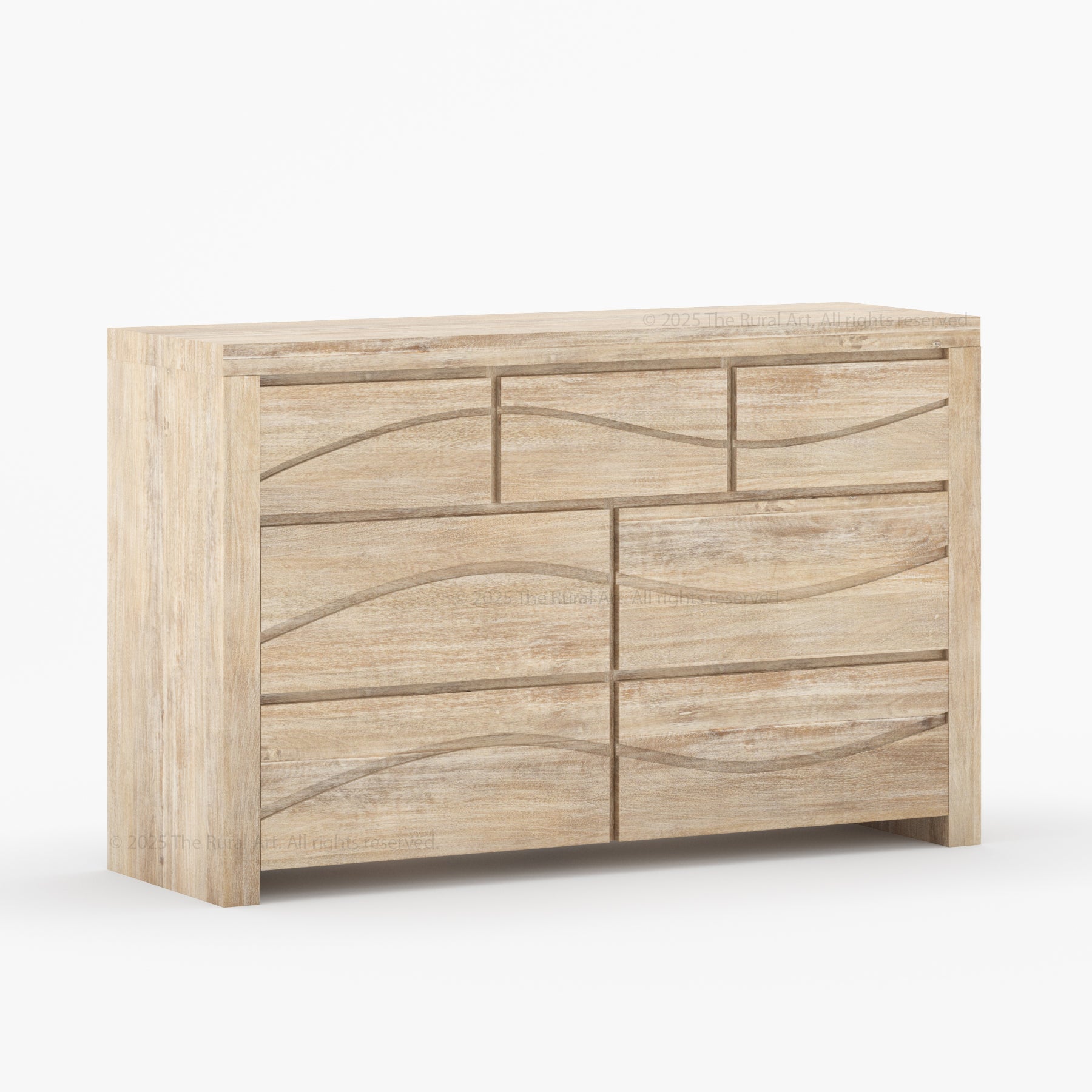 Seabrook Real Wood Drawer Dresser with Wave-Carved Fronts