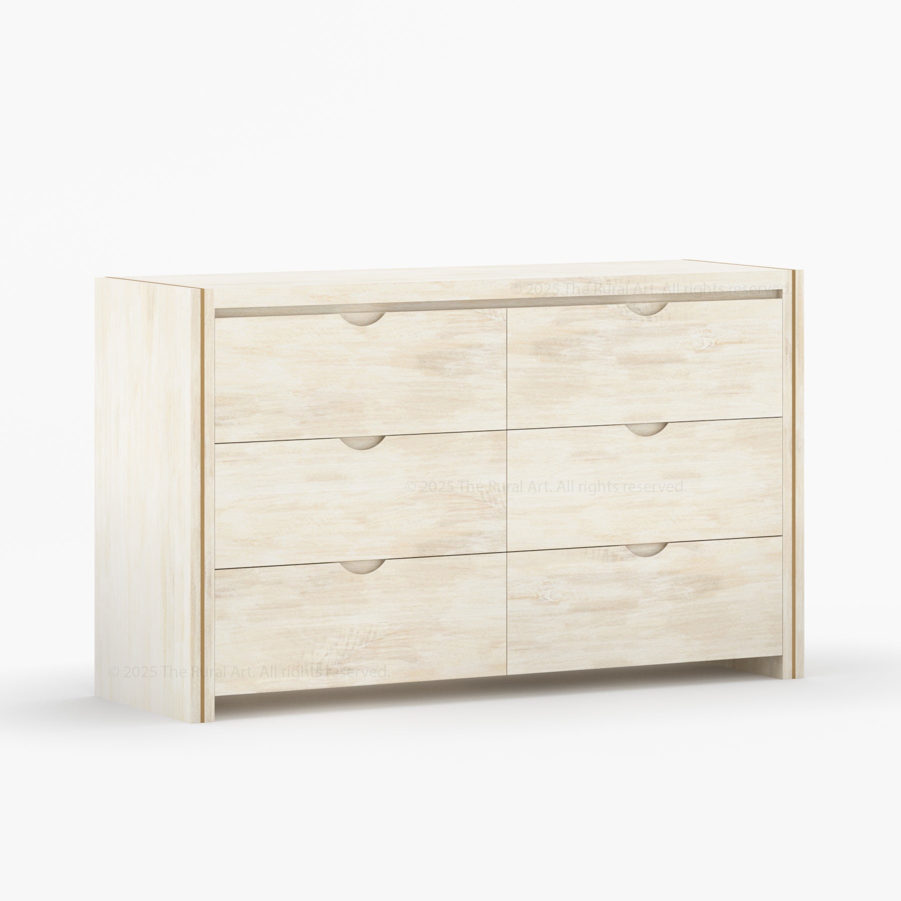 Branson Solid Wood Tall Dresser with Brass Inlay Accents