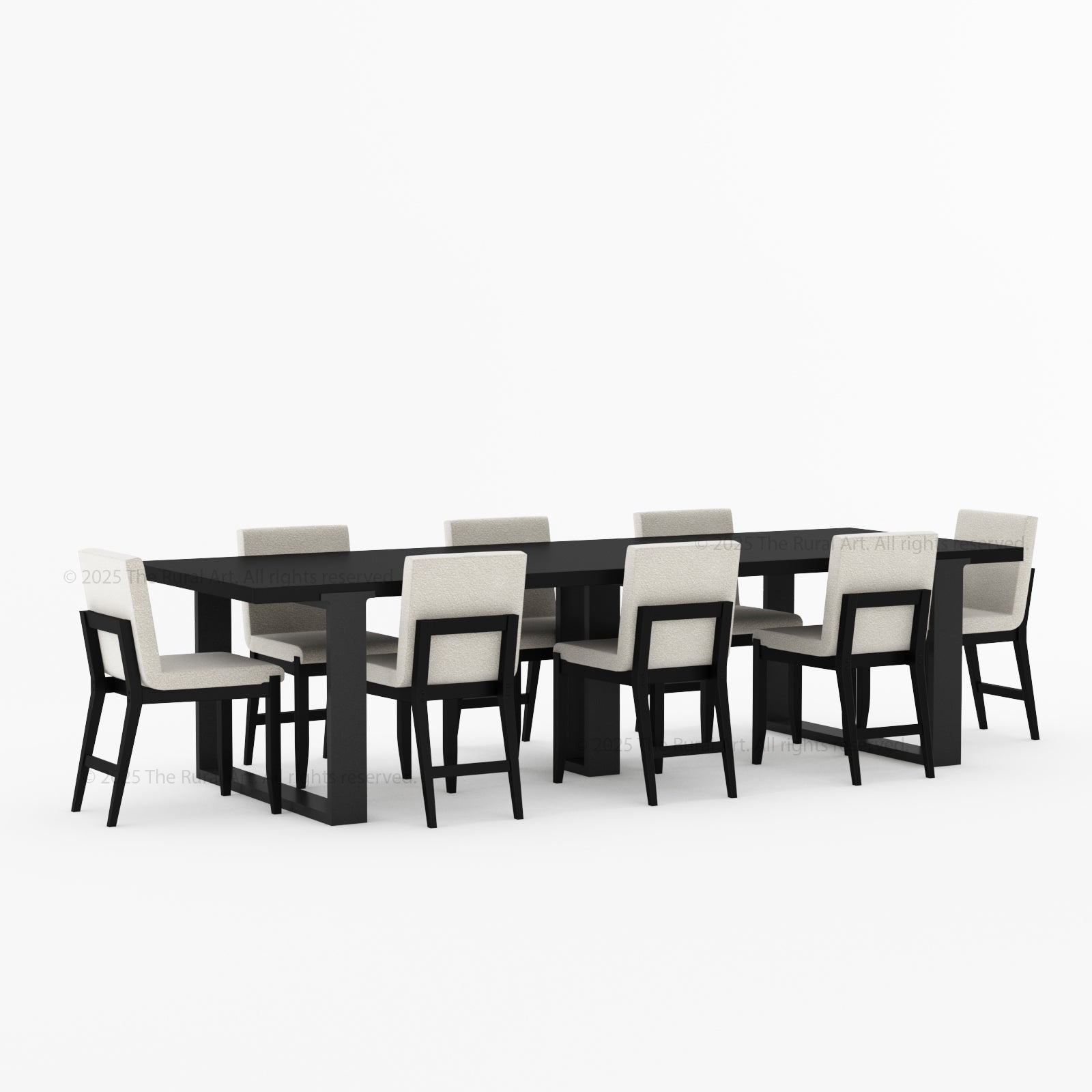 Ashland Modern Solid Wood Dining Table Upholstered Chairs Set with Dual-Tone Legs