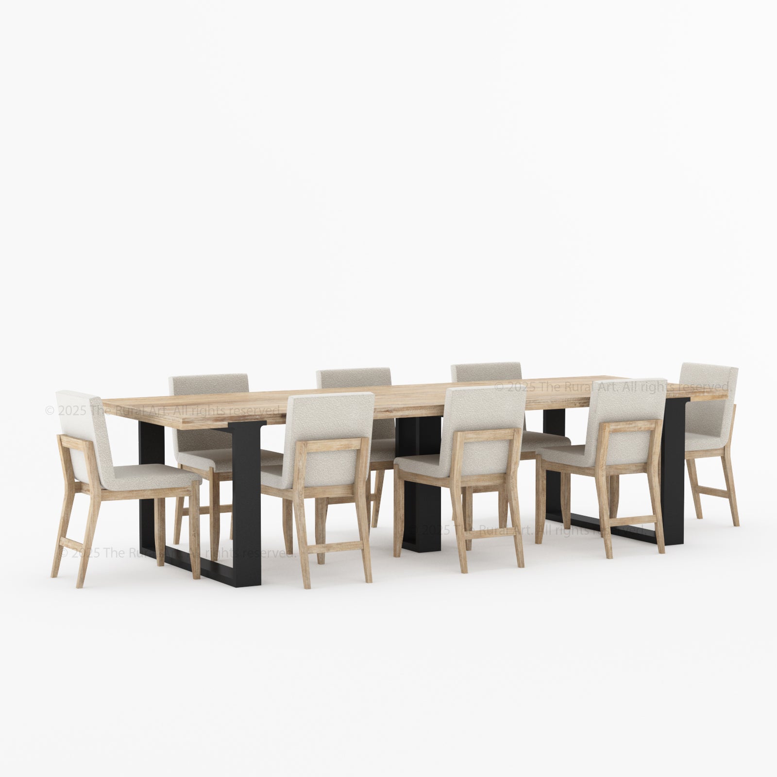 Ashland Modern Solid Wood Dining Table Upholstered Chairs Set with Dual-Tone Legs