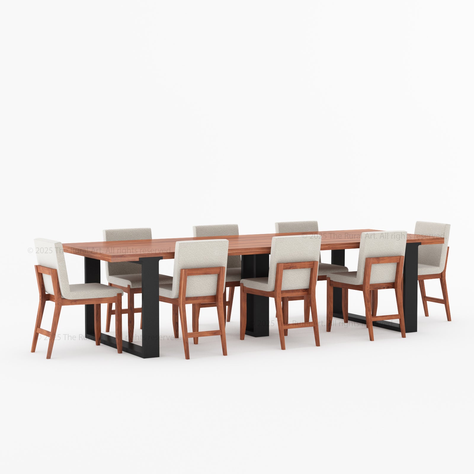 Ashland Modern Solid Wood Dining Table Upholstered Chairs Set with Dual-Tone Legs