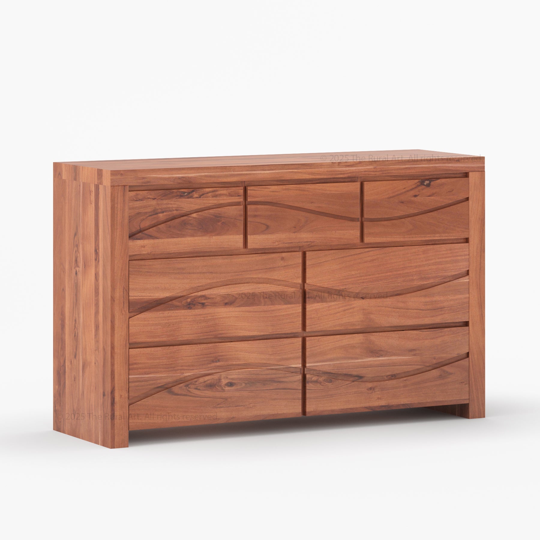 Seabrook Real Wood Drawer Dresser with Wave-Carved Fronts