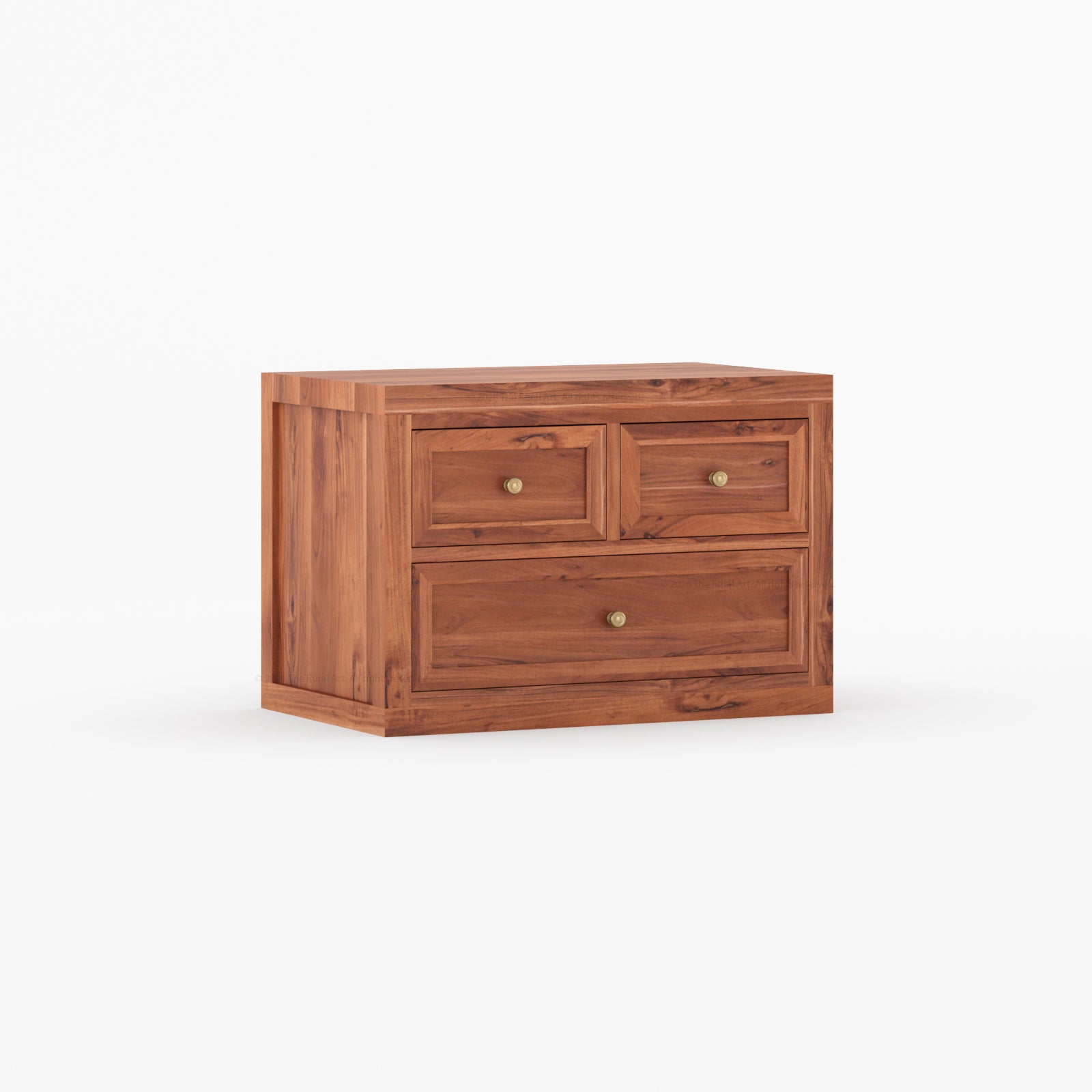 Seward Modern Heritage Solid Wood Nightstand with 3 Drawers & Panel Detailing