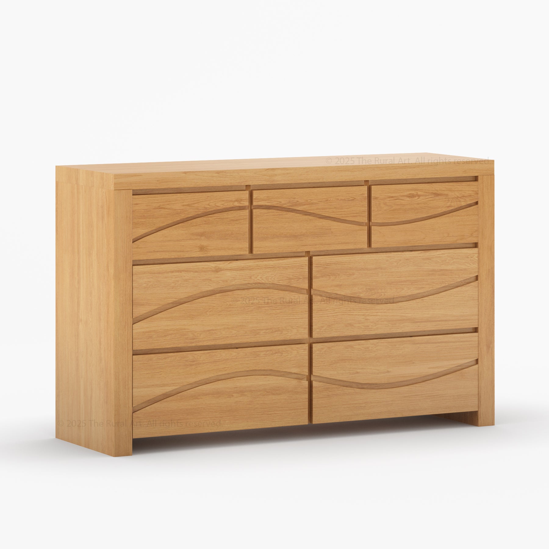Seabrook Real Wood Drawer Dresser with Wave-Carved Fronts